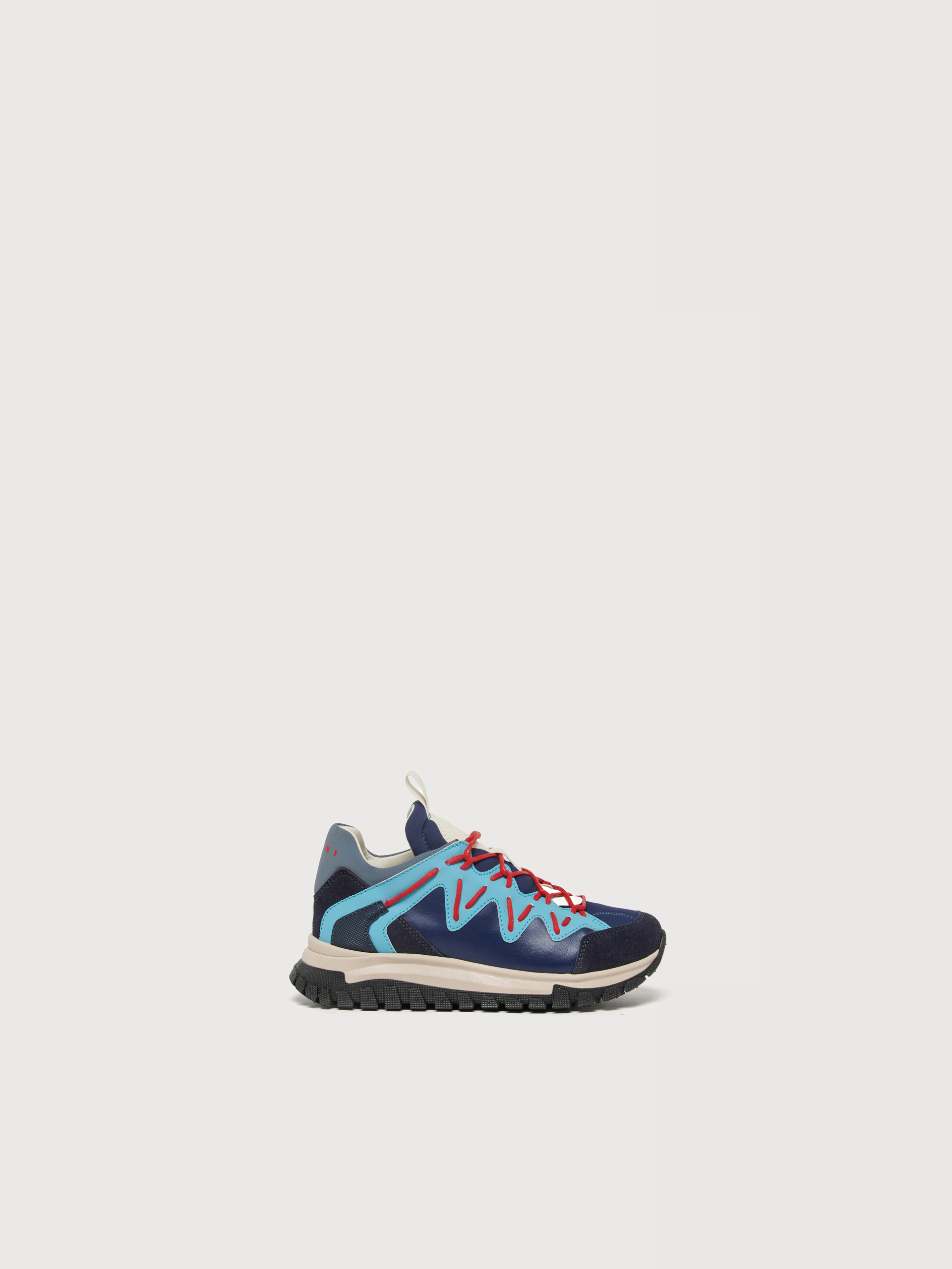 Blue sneakers in leather and technical fabric - Sneakers - Image 1