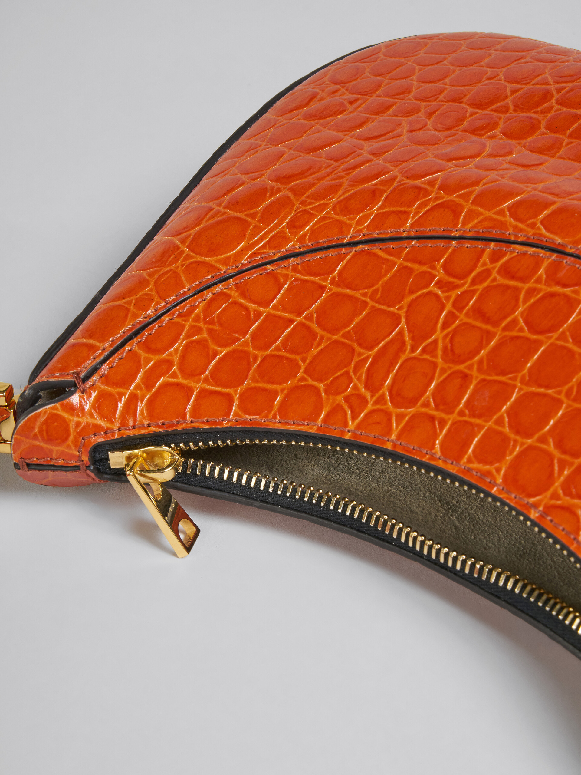Milano Mini Bag in orange croco print leather - Handbags - Image 4