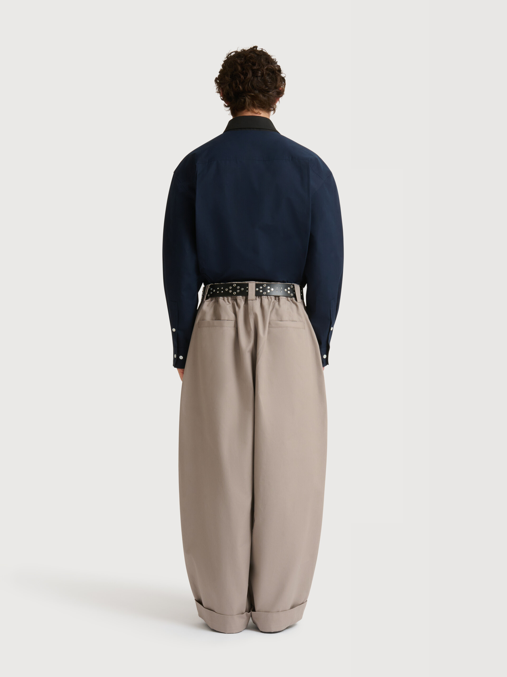 Grey canvas trousers with pleats - Pants - Image 4