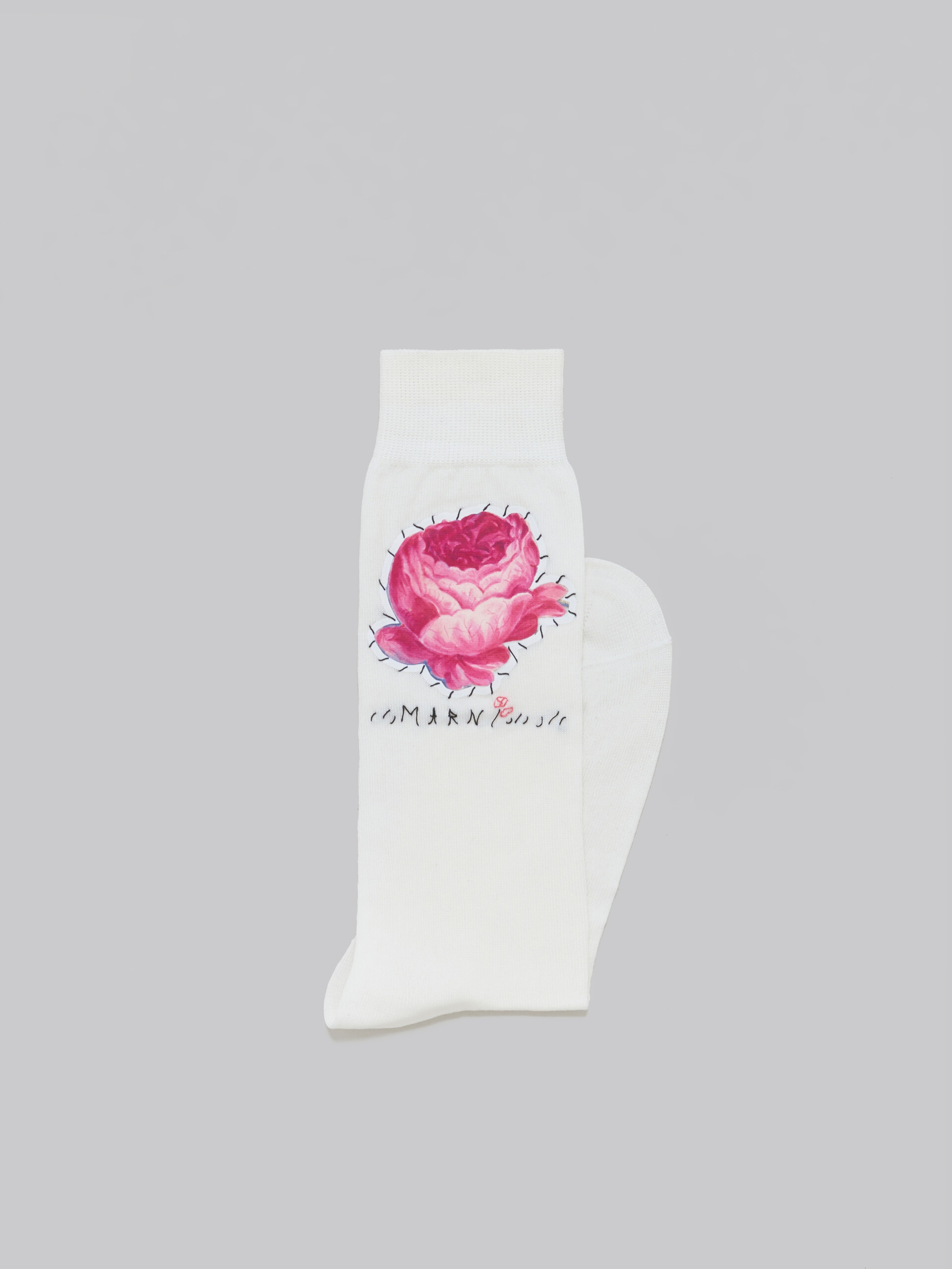 Pink cotton socks with flower patches - Socks - Image 2