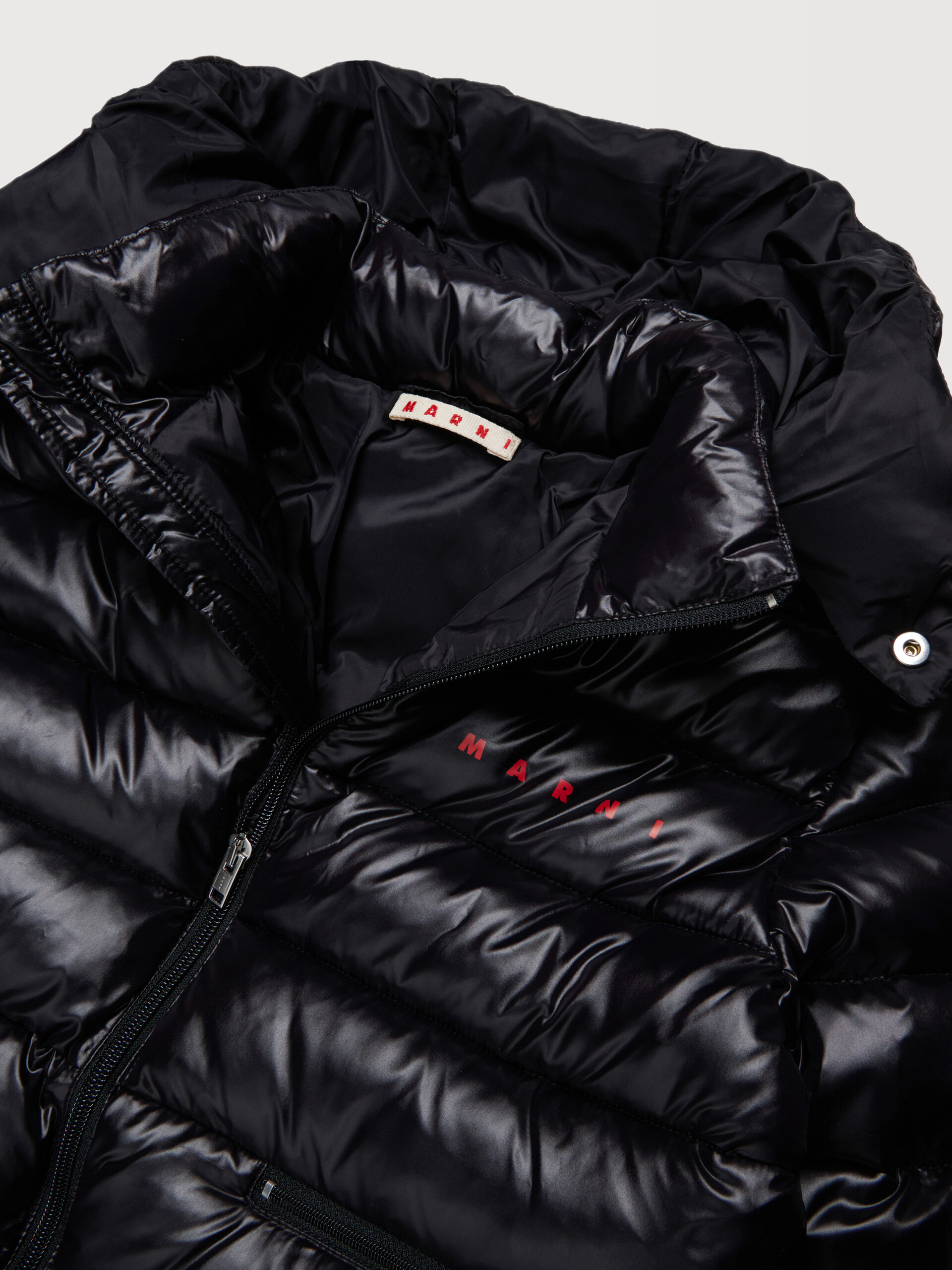 Black nylon puffer coat with zip pockets - Jackets - Image 3
