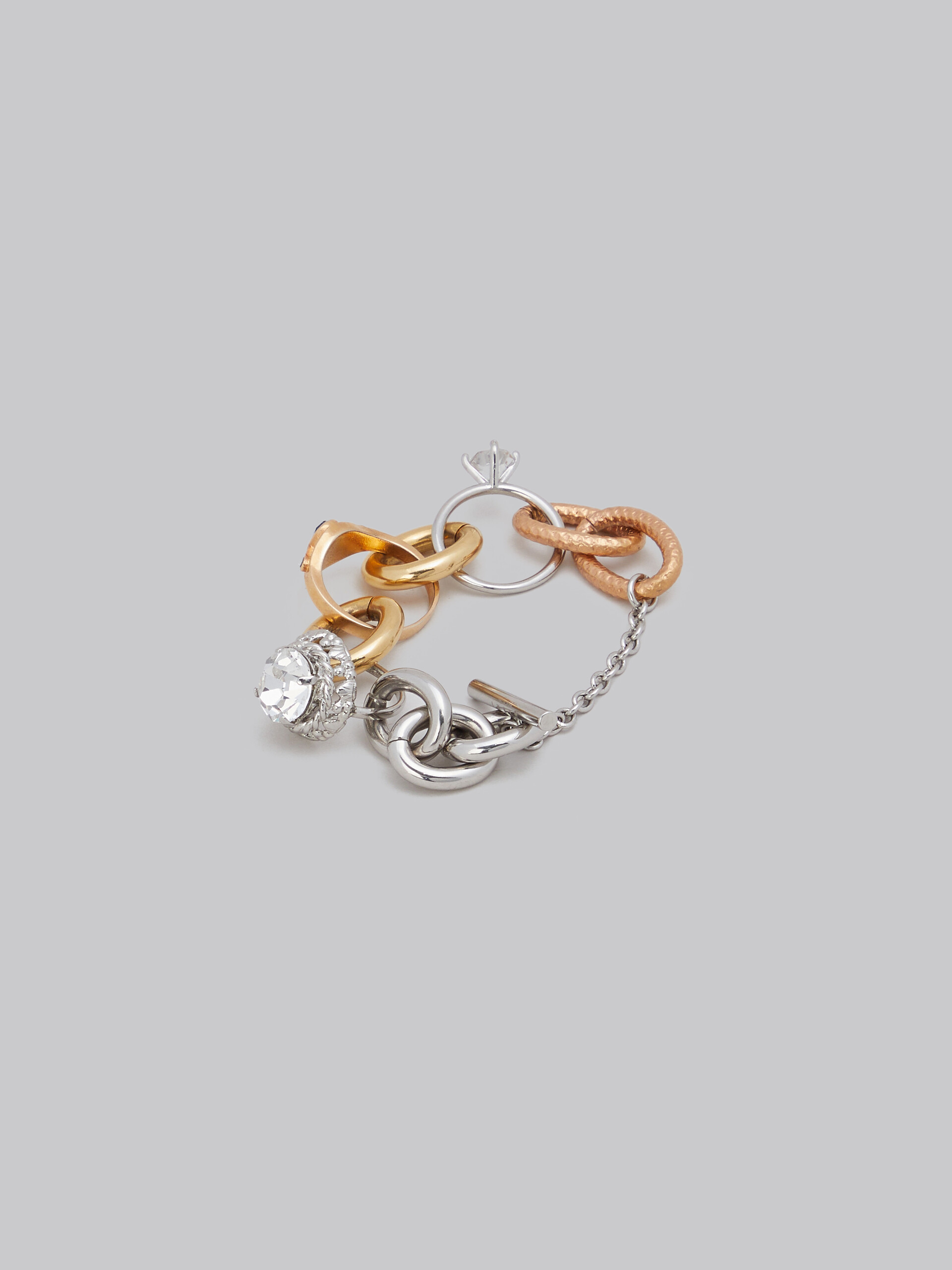 Mixed link chain bracelet with jewelled rings - Bracelets - Image 3