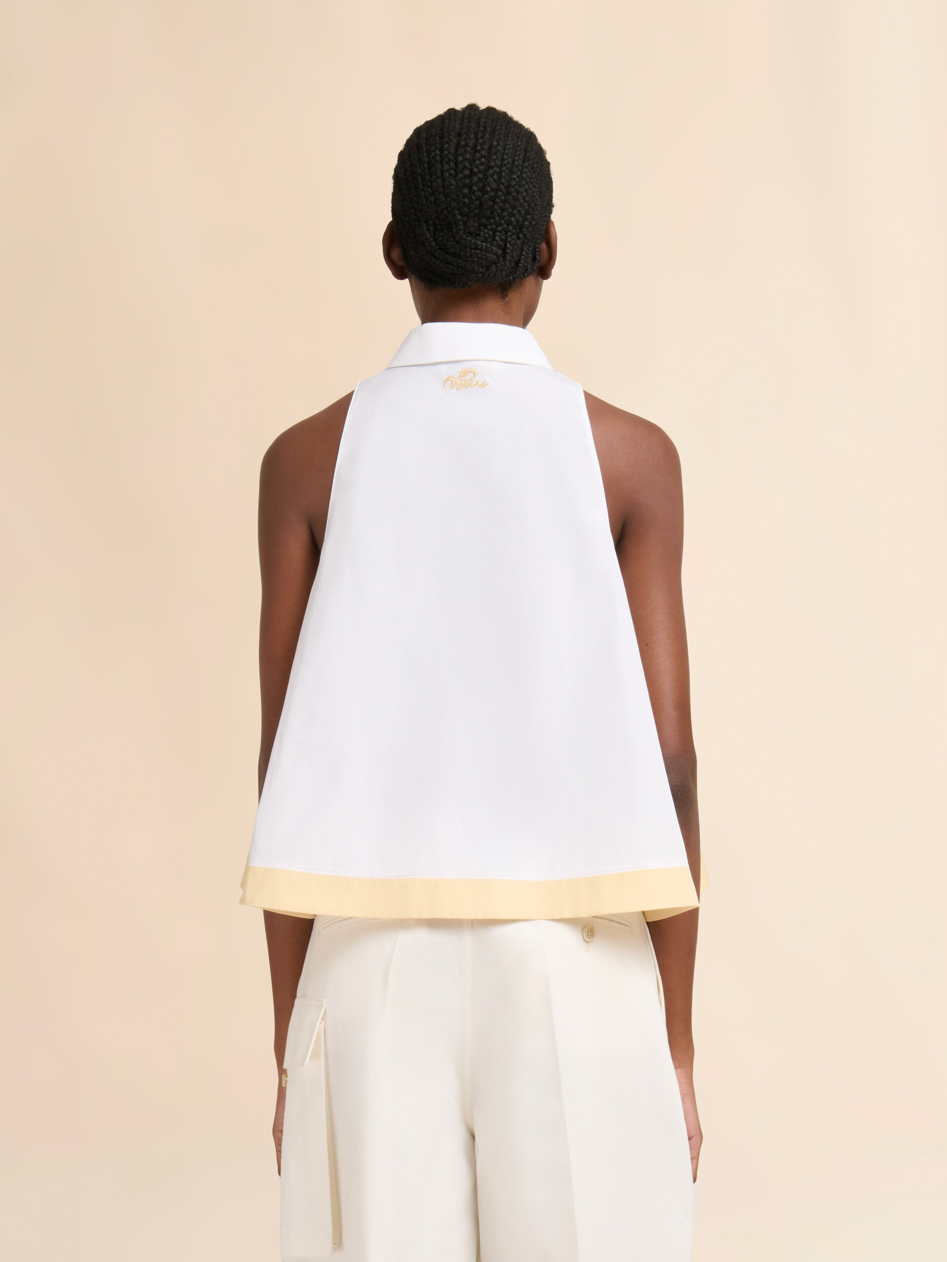 White organic poplin polo top - Shirts - Image 3