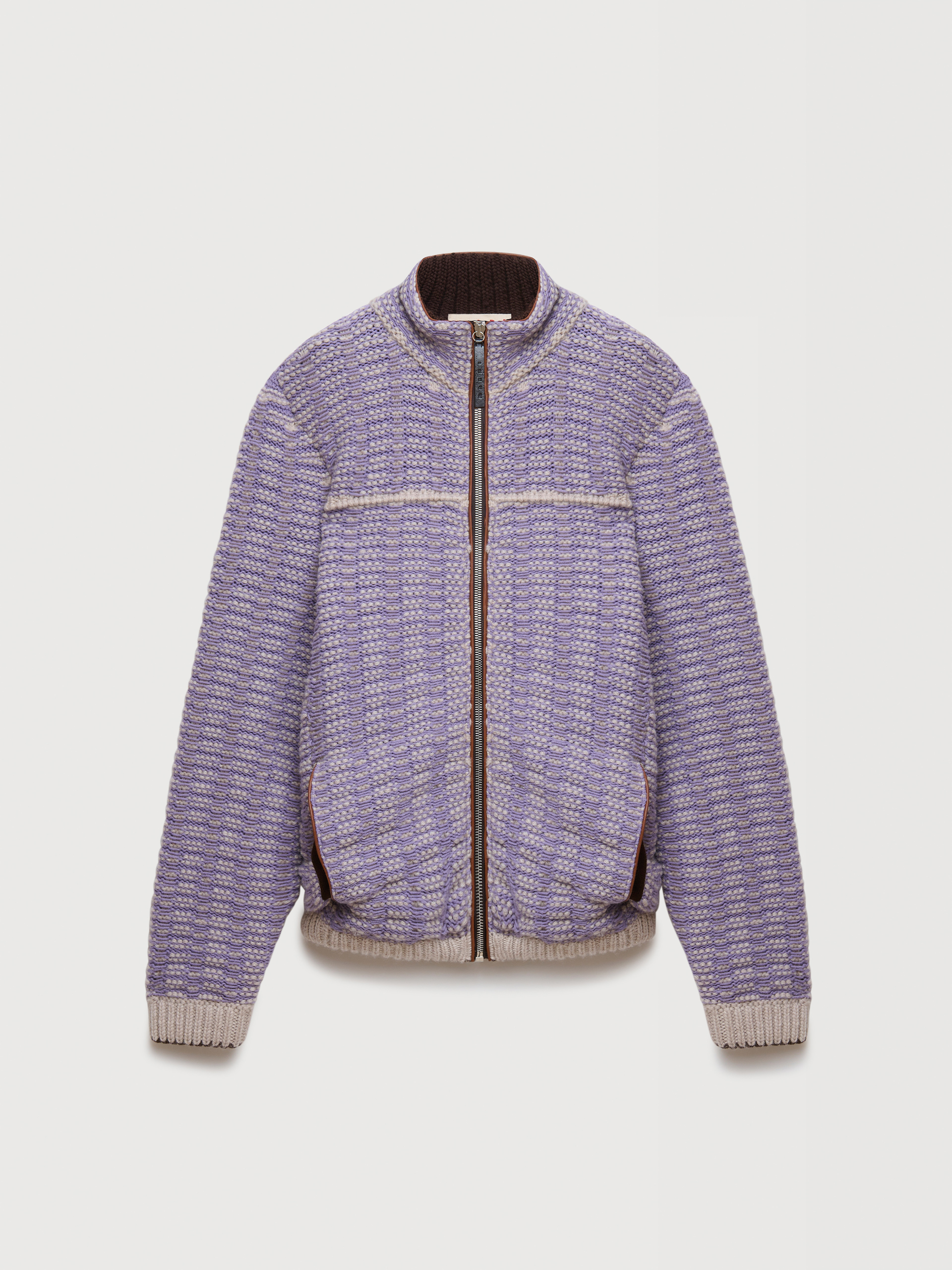 Purple cotton-wool knit jacket - Jackets - Image 1