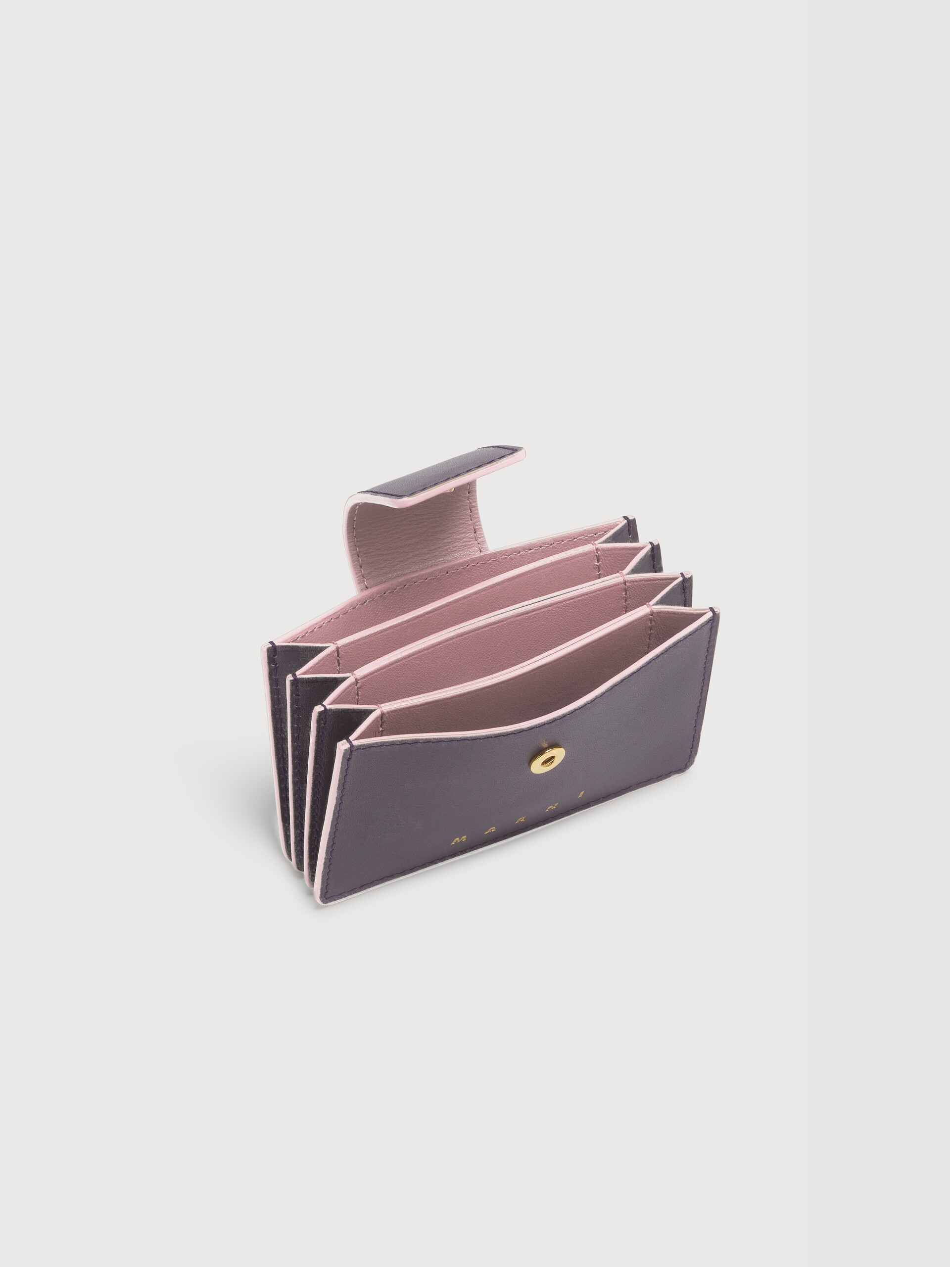 Purple leather cardholder with foil logo - Wallets - Image 2