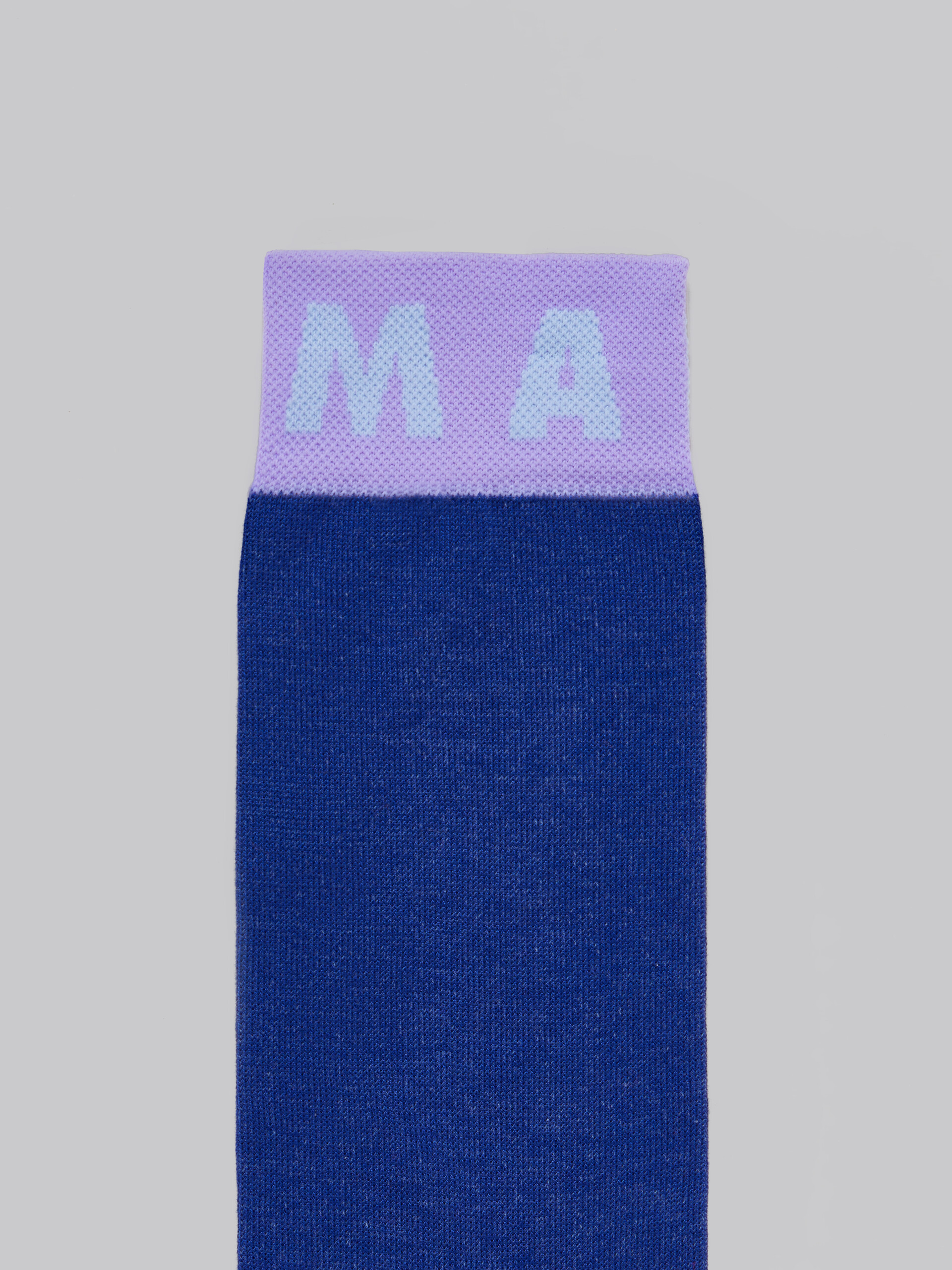 Blue cotton color-block socks with logo cuffs - Socks - Image 3