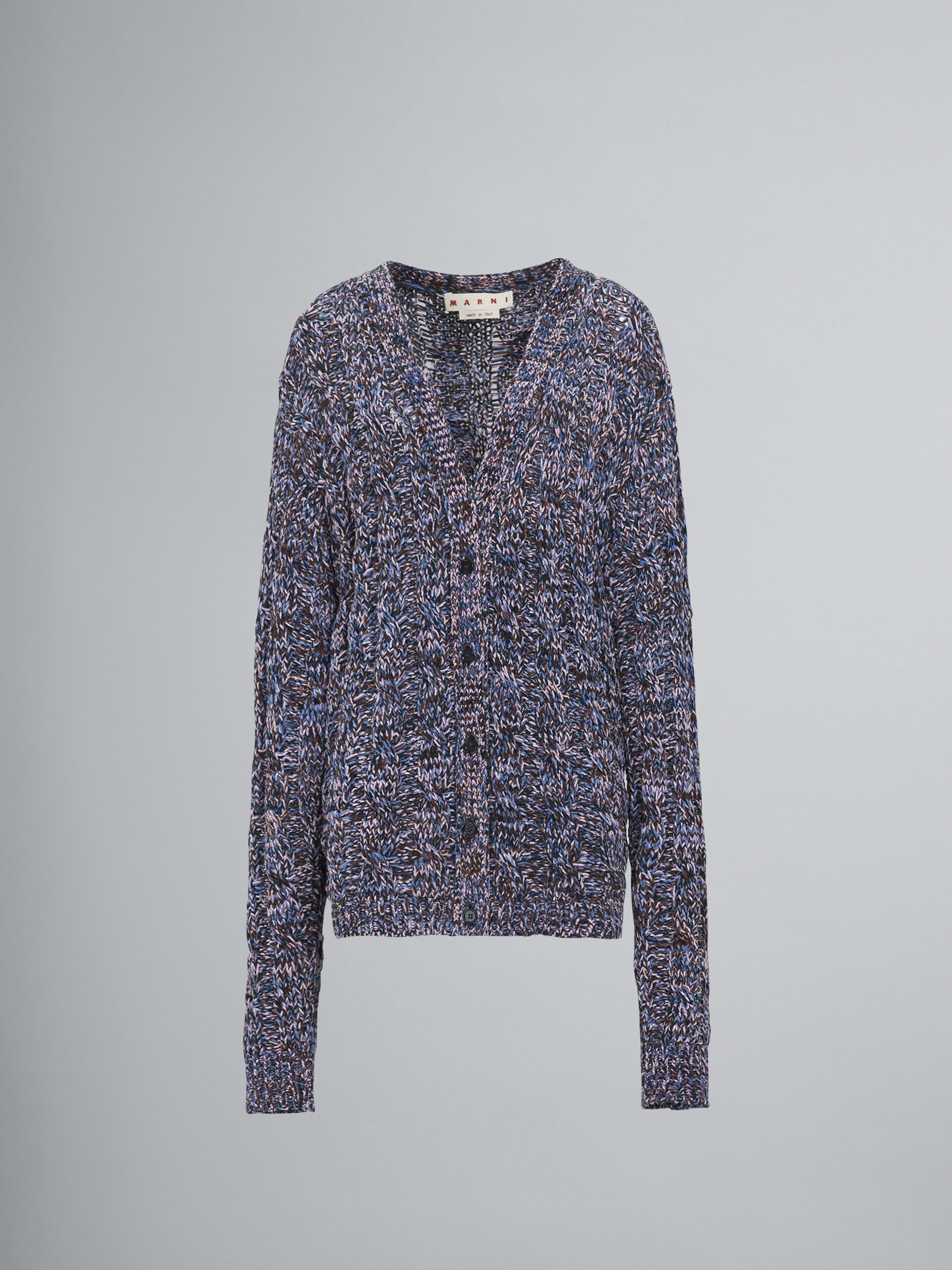 Viscose and cotton chenille cardigan - Pullovers - Image 1
