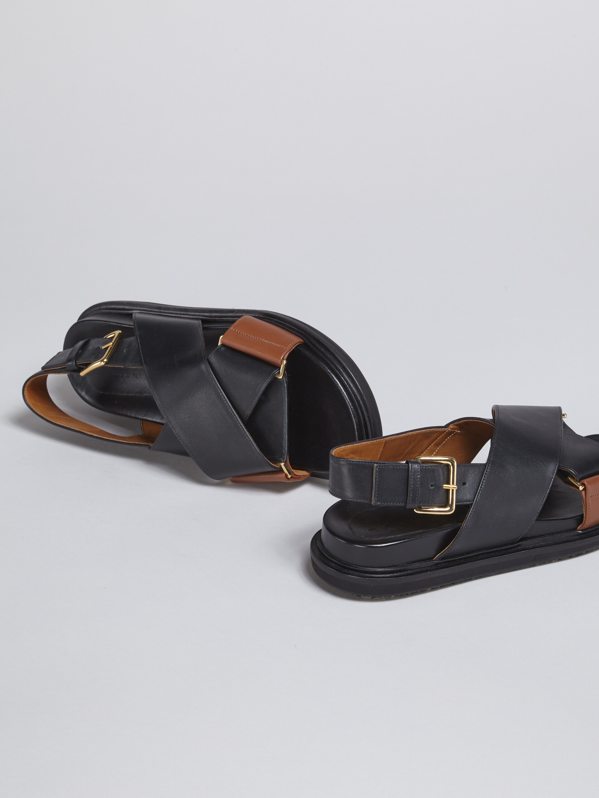 Sandales fussbett en cuir noir et marron - Sandales - Image 5