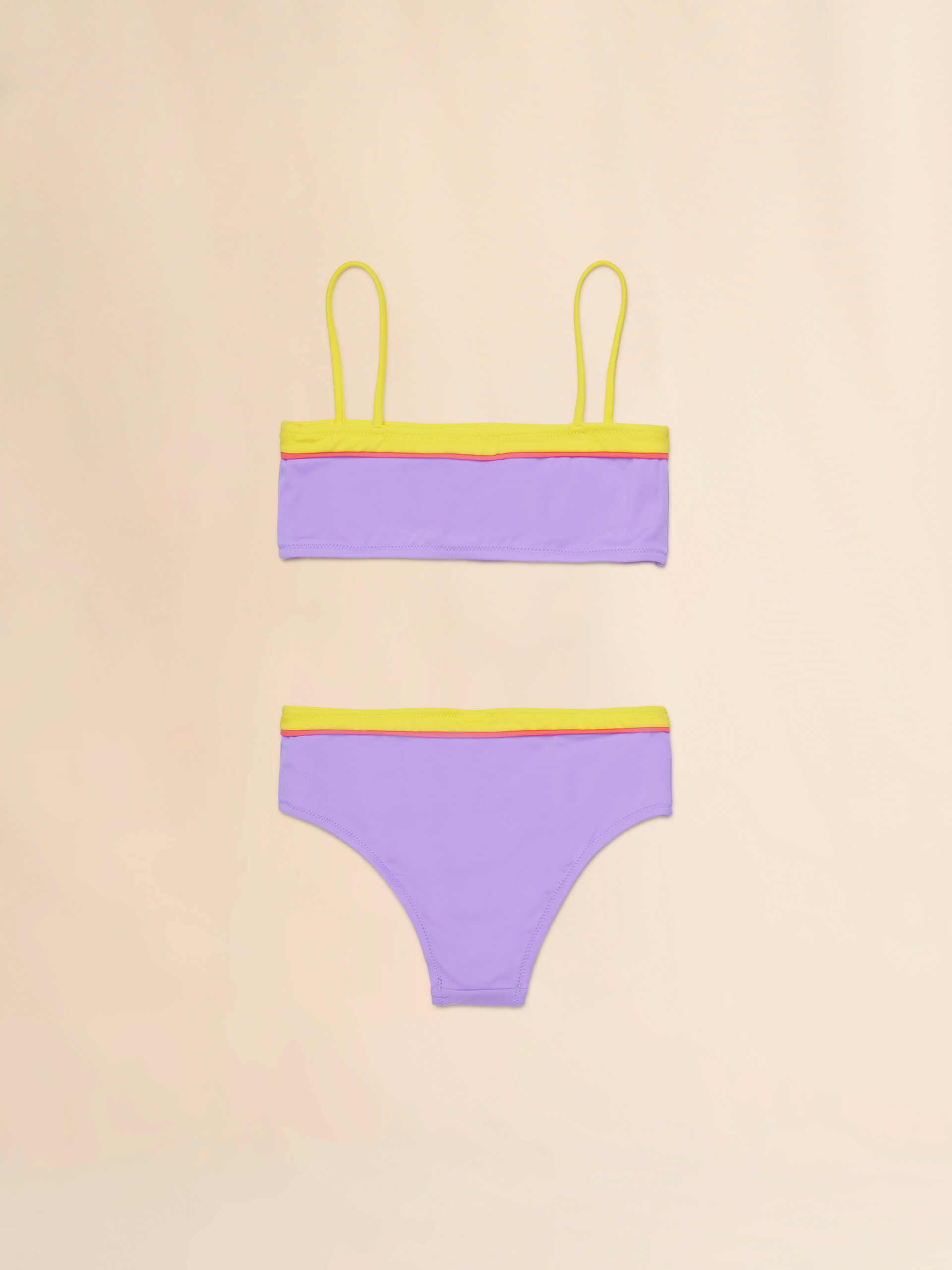 Purple nylon bikini with colour-block trims - kids - Image 2