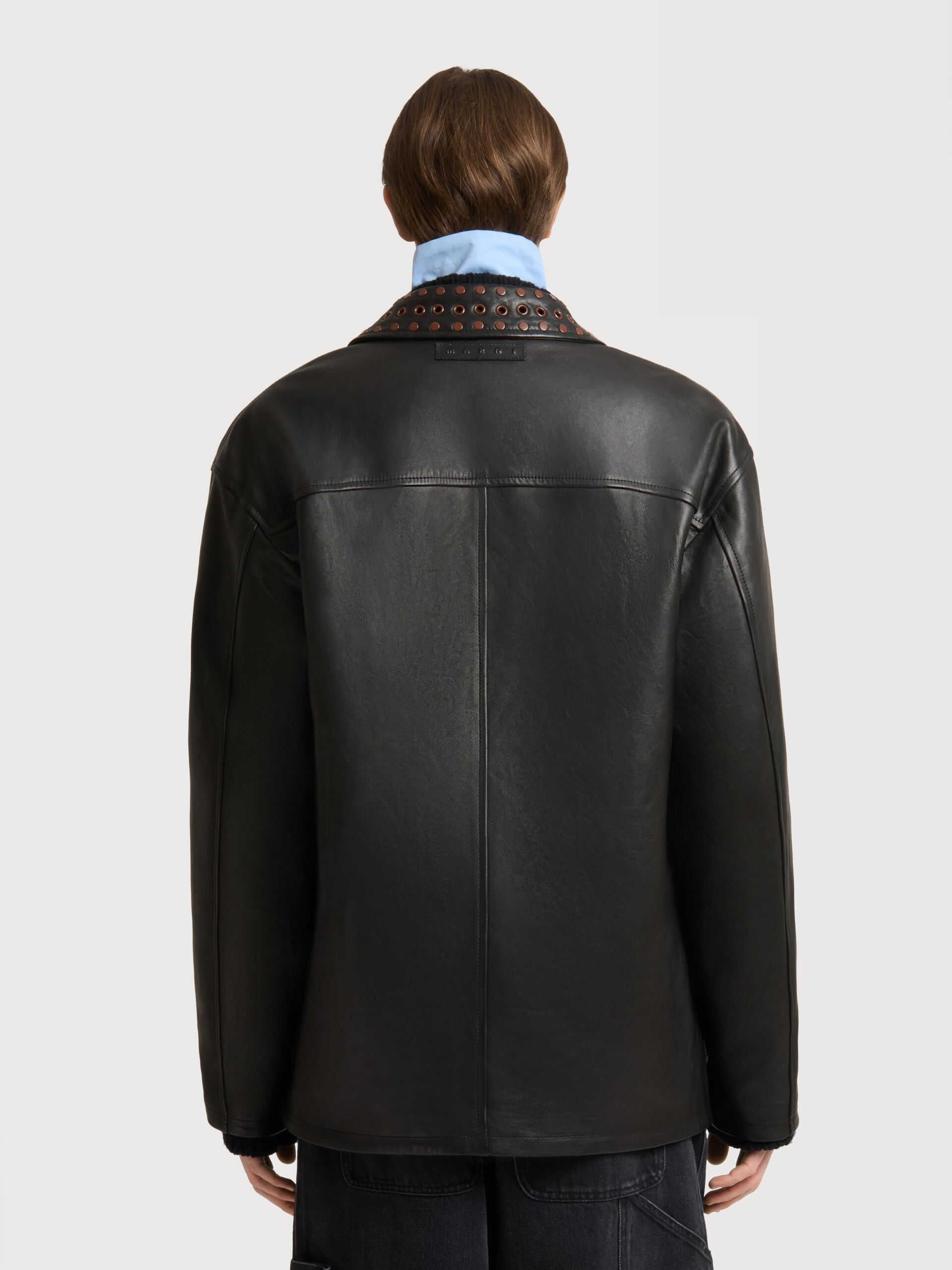 Black leather jacket with studded front - Jackets - Image 4