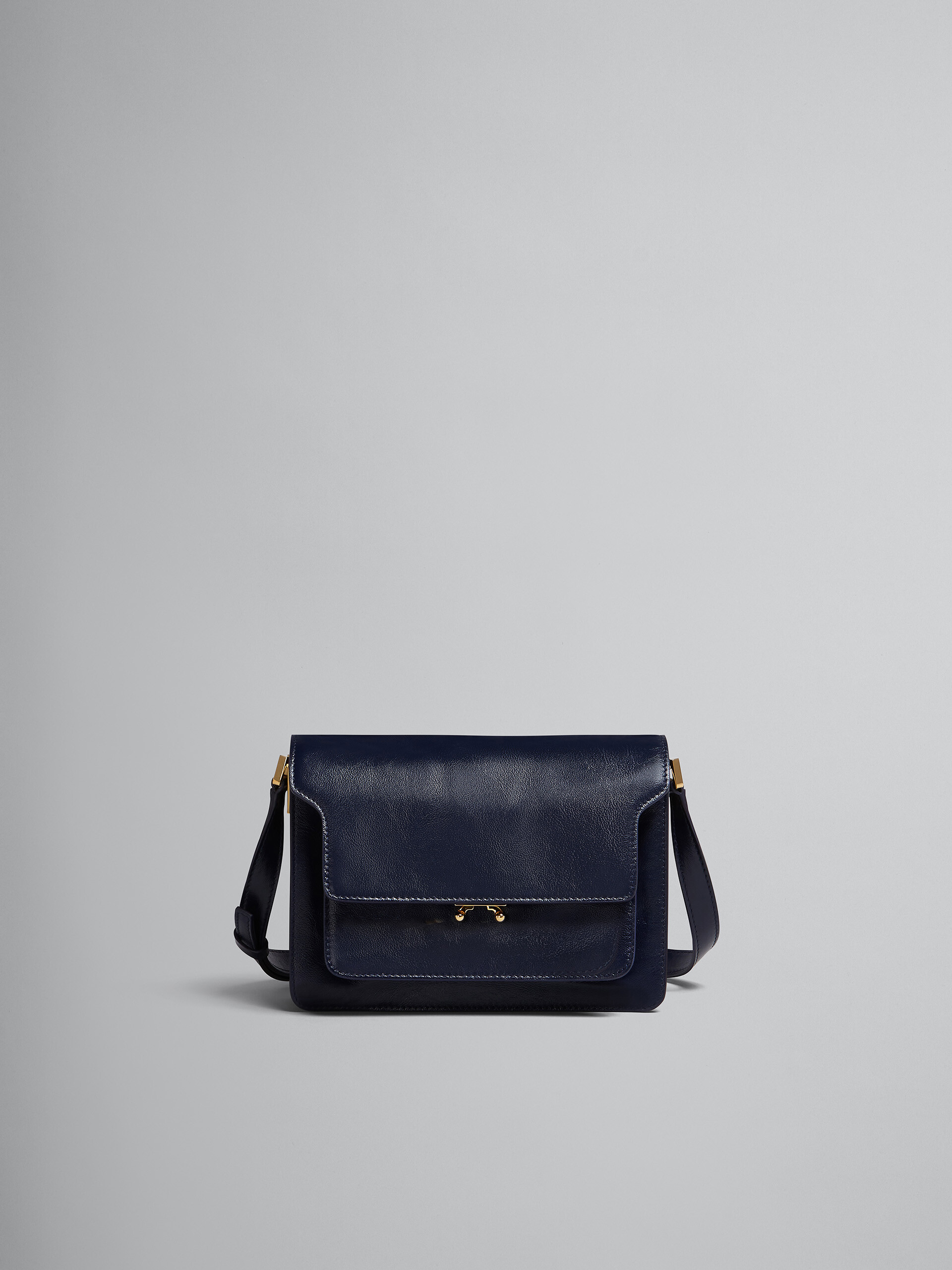 TRUNK SOFT medium bag in blue leather - Shoulder Bag - Image 1