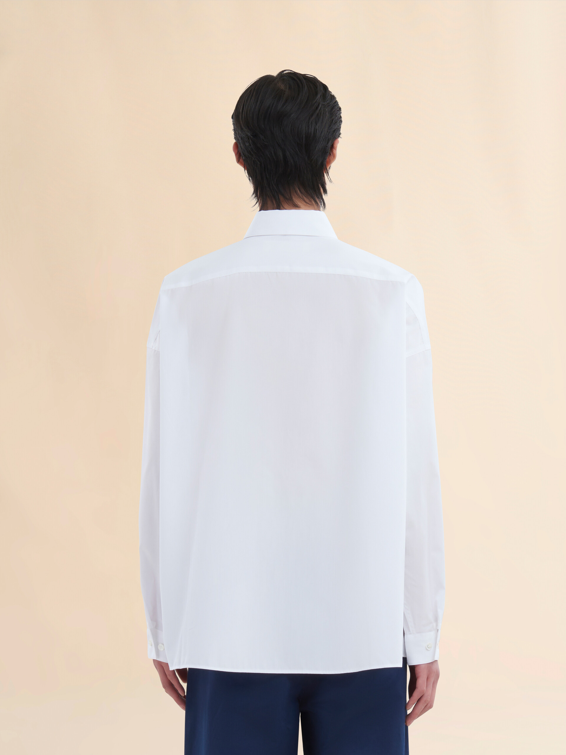 Light blue organic poplin shirt with peeping Marni logo - Shirts - Image 3
