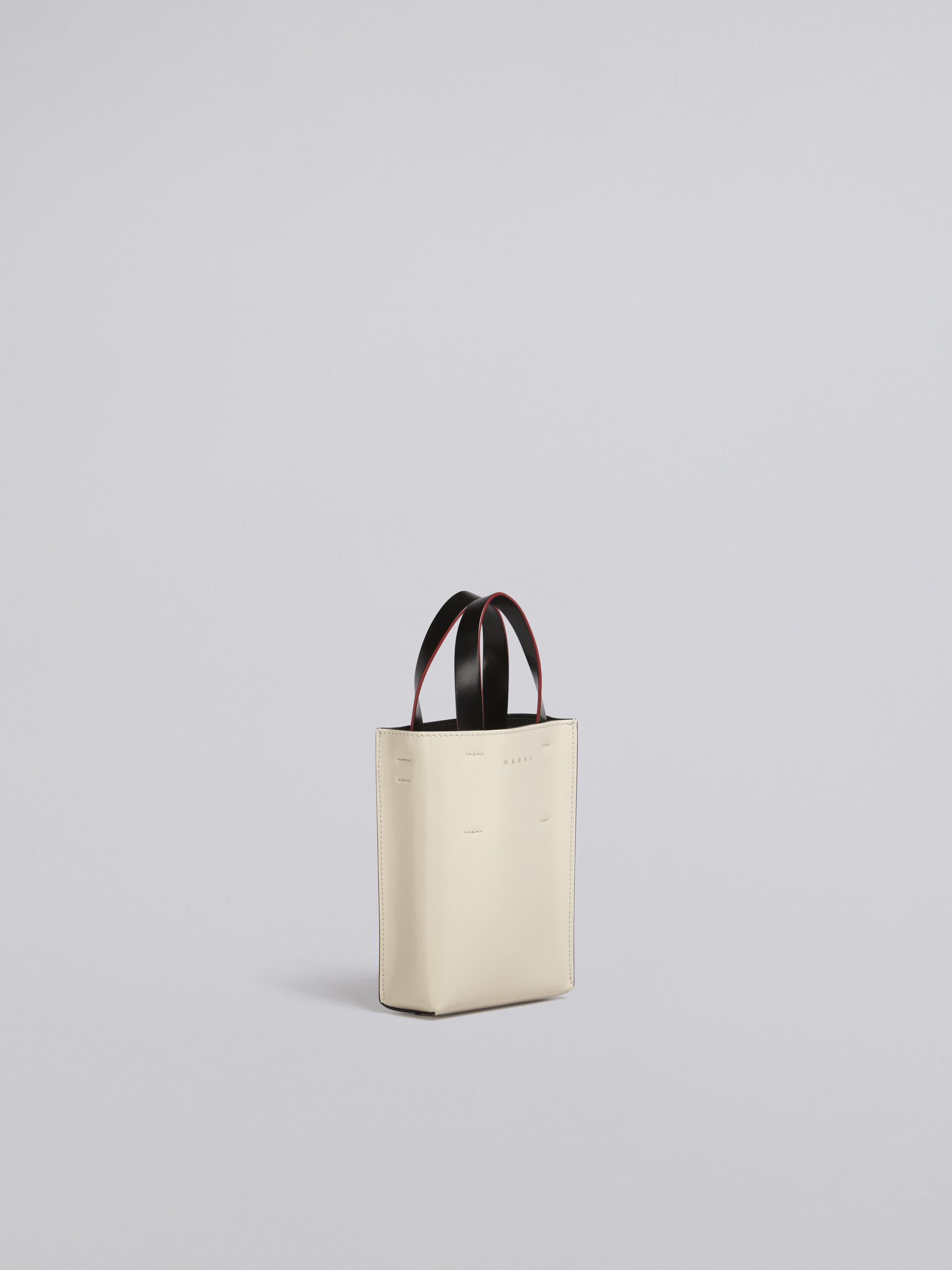 Nano MUSEO shopping bag in beige and pink smooth calfskin with shoulder strap - Shopping Bags - Image 4