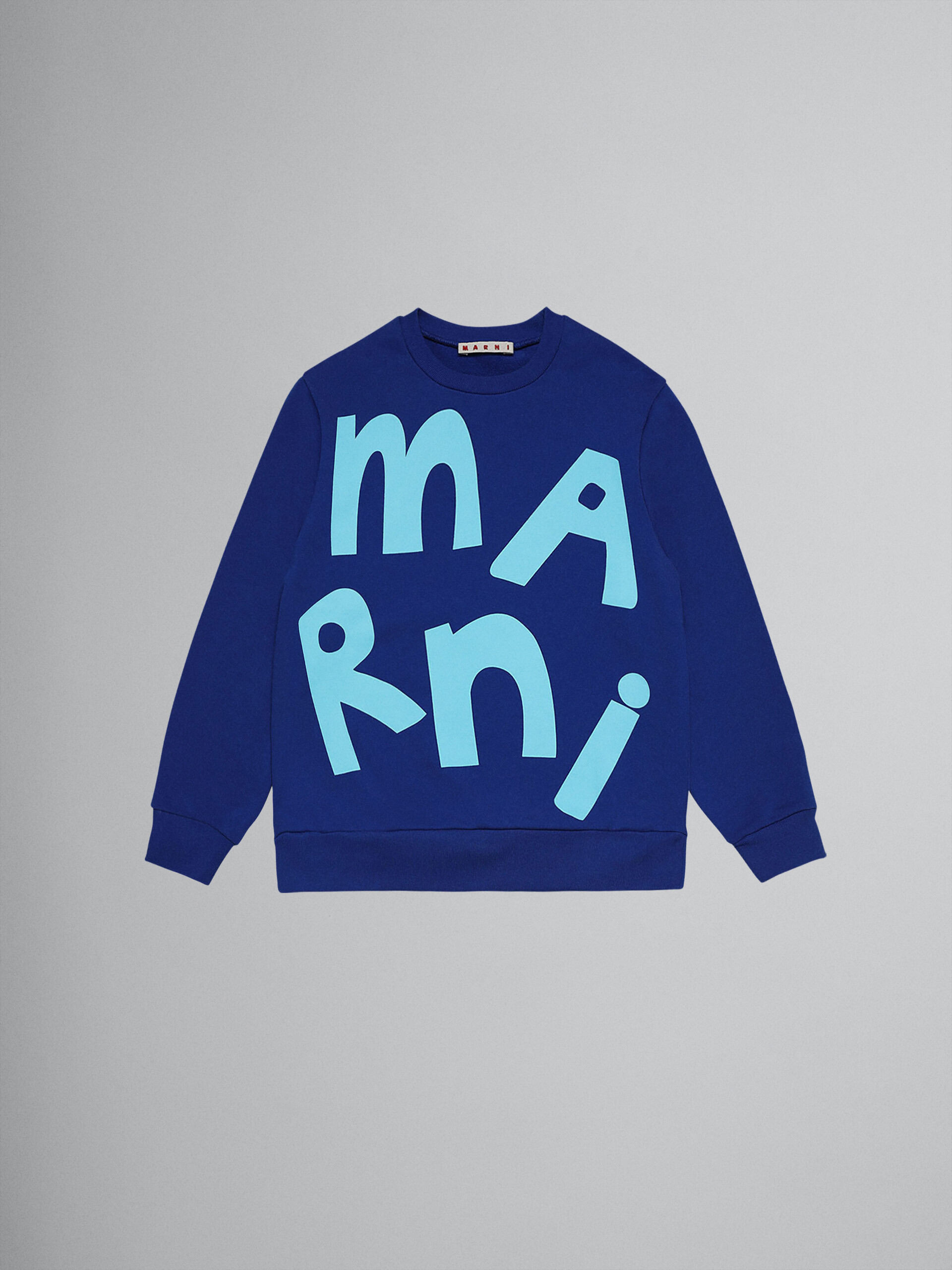 Maxi logo blue cotton sweatshirt - Sweaters - Image 1