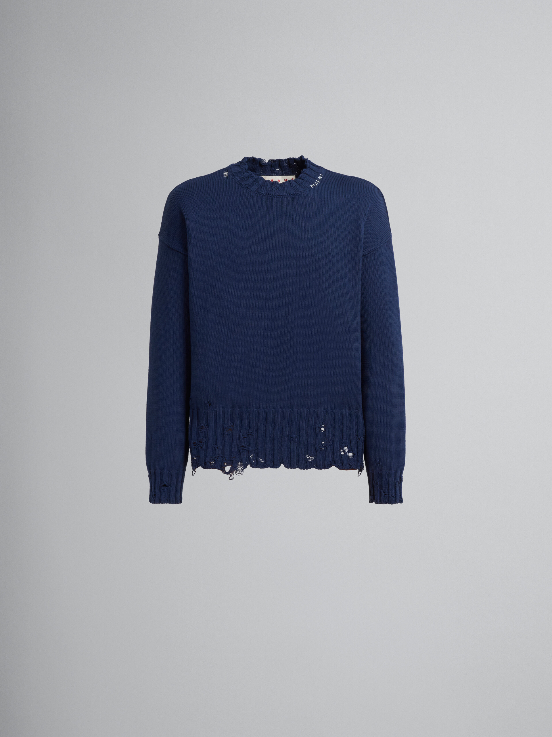 Blauer Pullover mit Rundhalsausschnitt aus Baumwolle - Pullover - Image 1