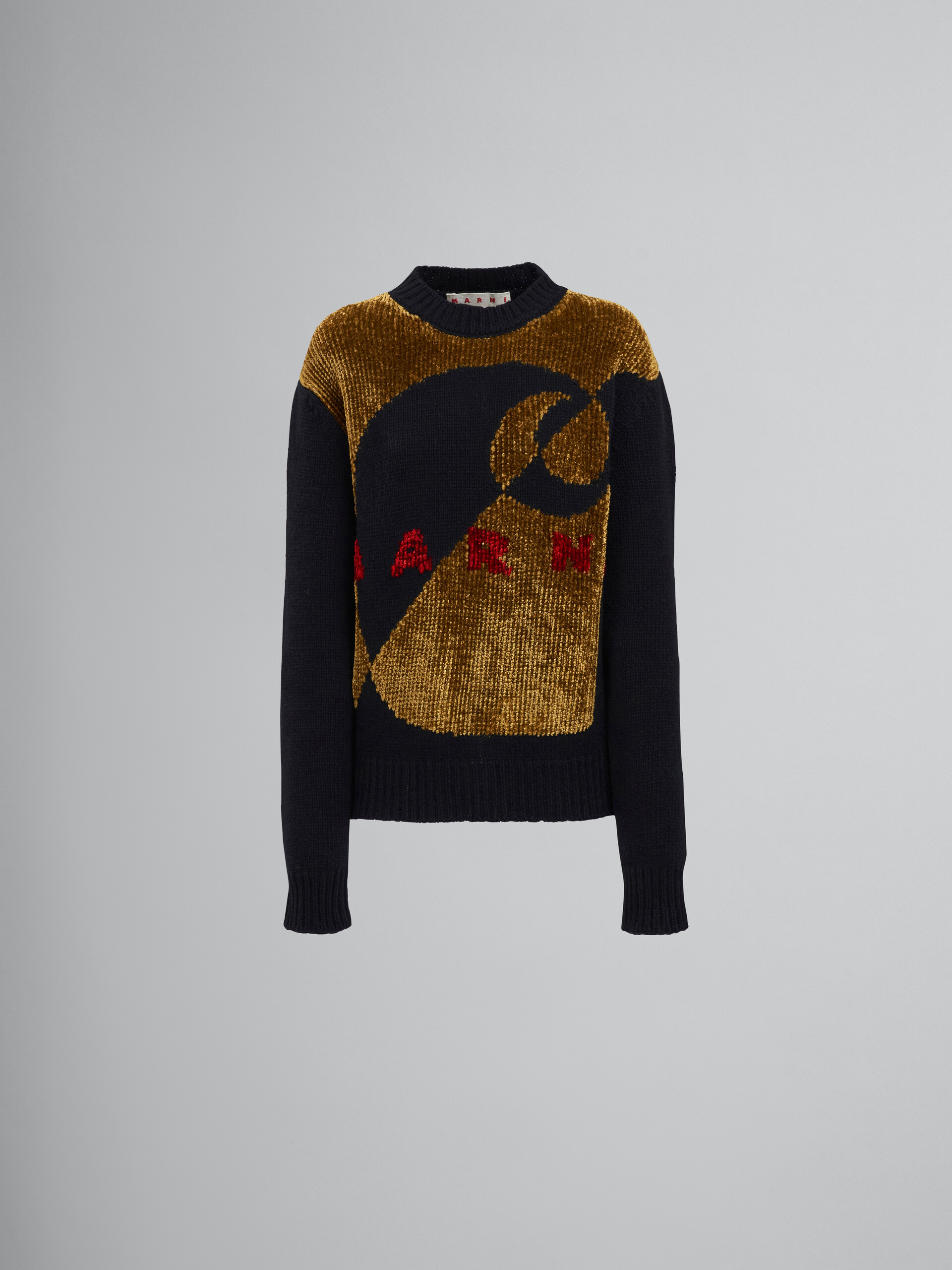 MARNI x CARHARTT WIP - Jersey de cuello redondo de lana negra y chenilla con logotipo - jerseys - Image 1