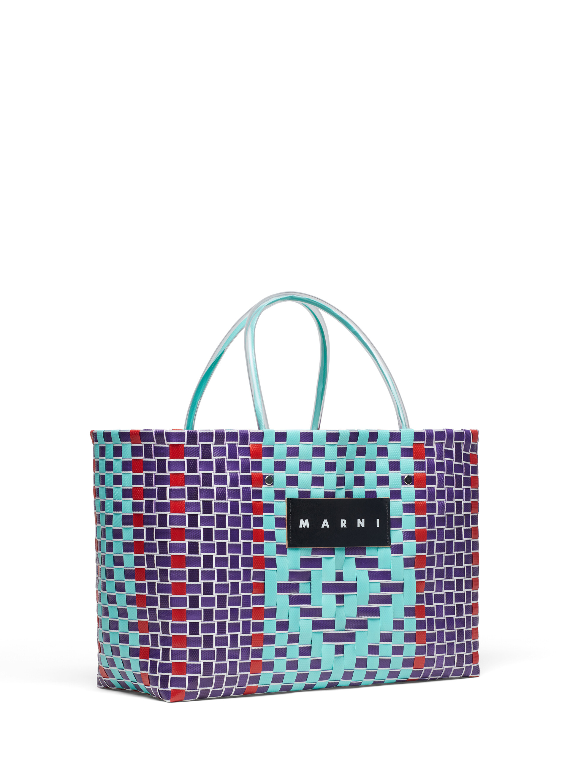 MARNI MARKET BASKET bag in multicolor blue woven material - Shopping Bags - Image 2