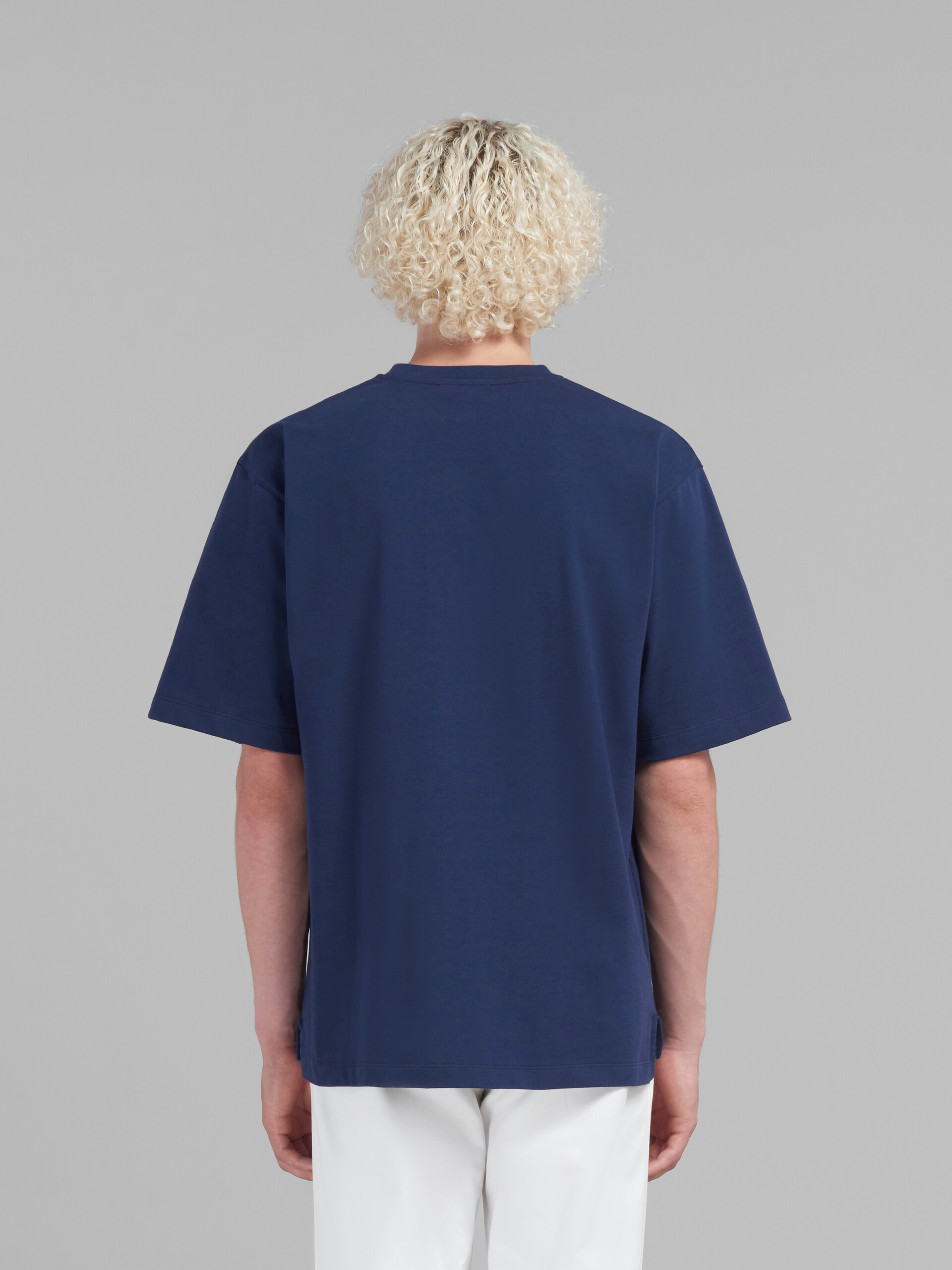 T-shirt oversize en coton biologique bleu avec patchs Marni - T-shirts - Image 3