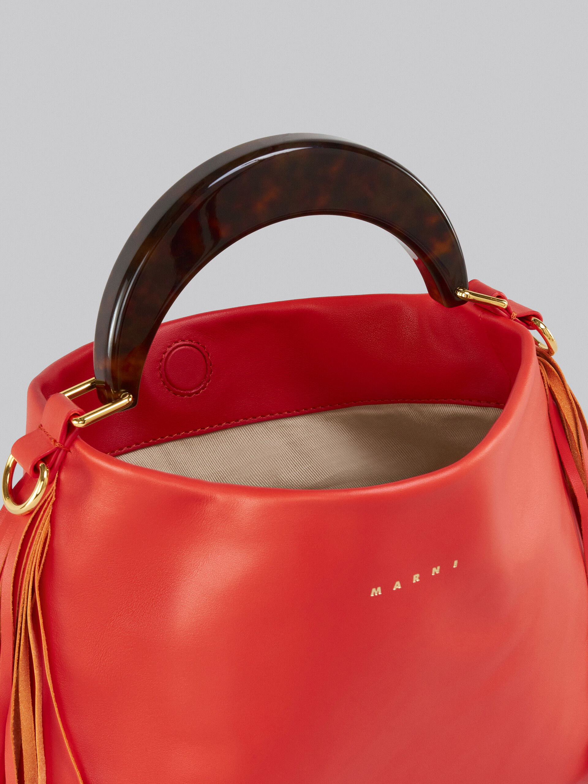 Venice Small Bag in orange leather with fringes - Shoulder Bag - Image 4
