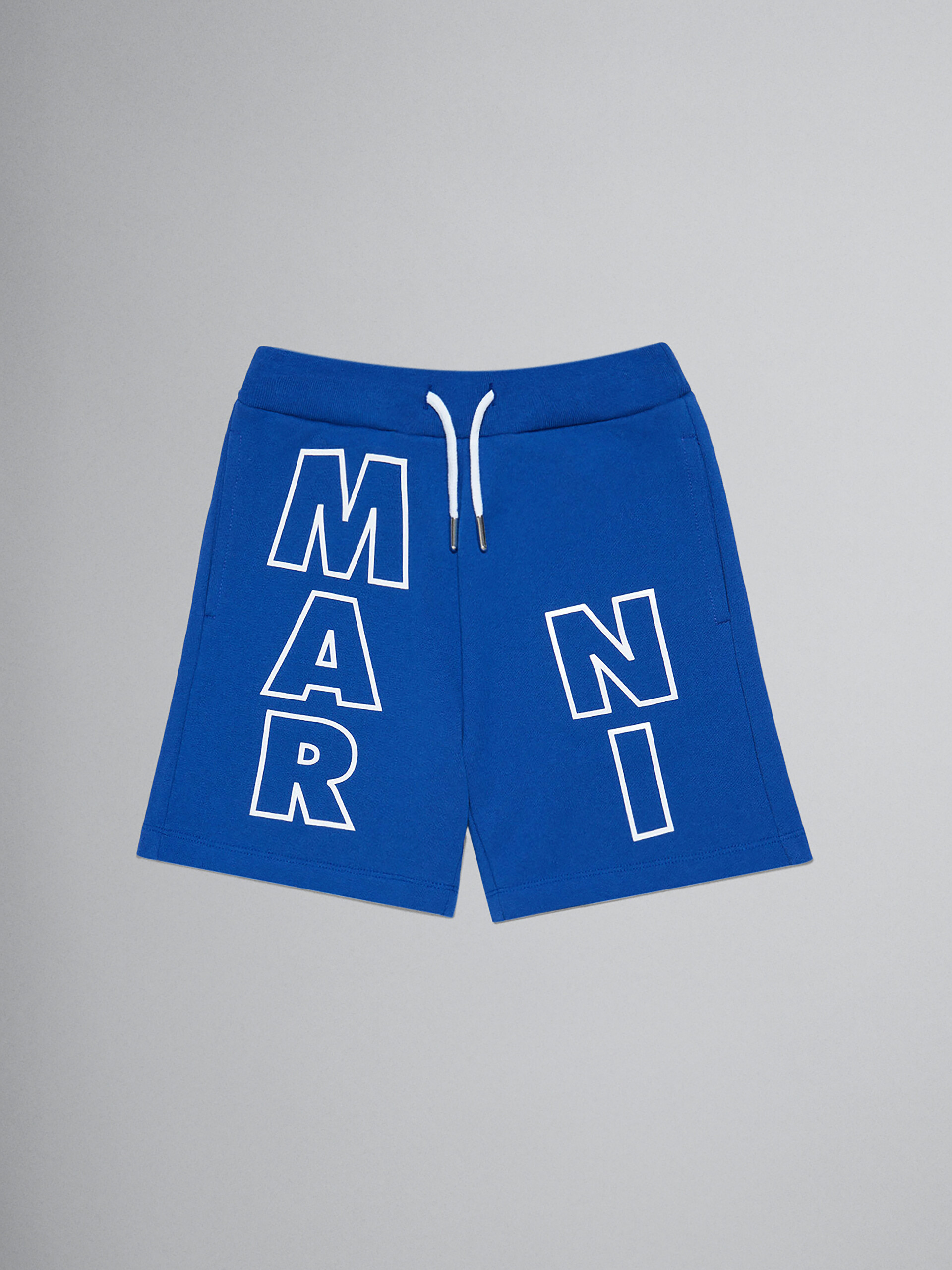 Shorts blu in felpa con logo - Pantaloni - Image 1