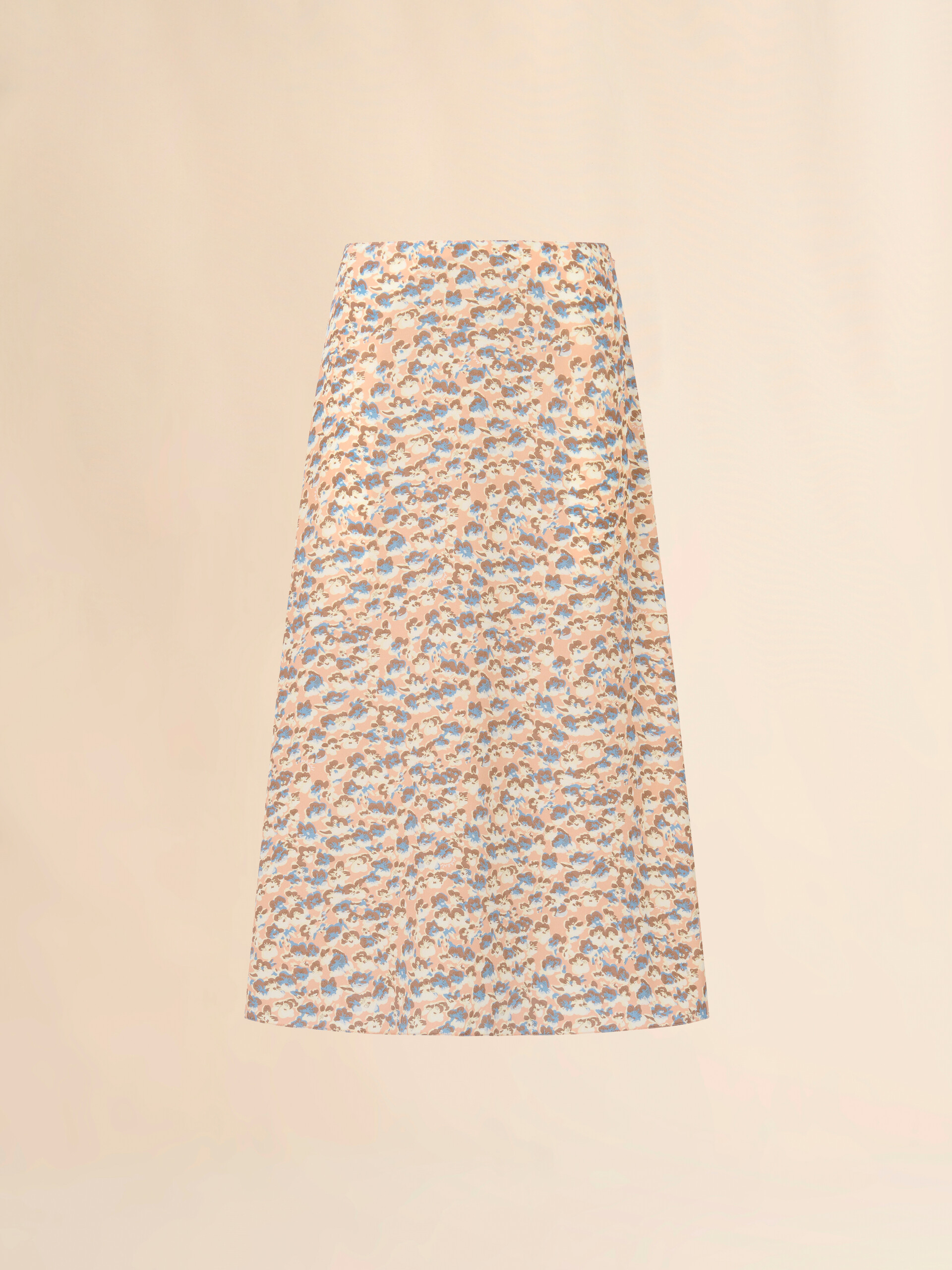 Pink crêpe de chine fluid skirt with Anemones print - Skirts - Image 1