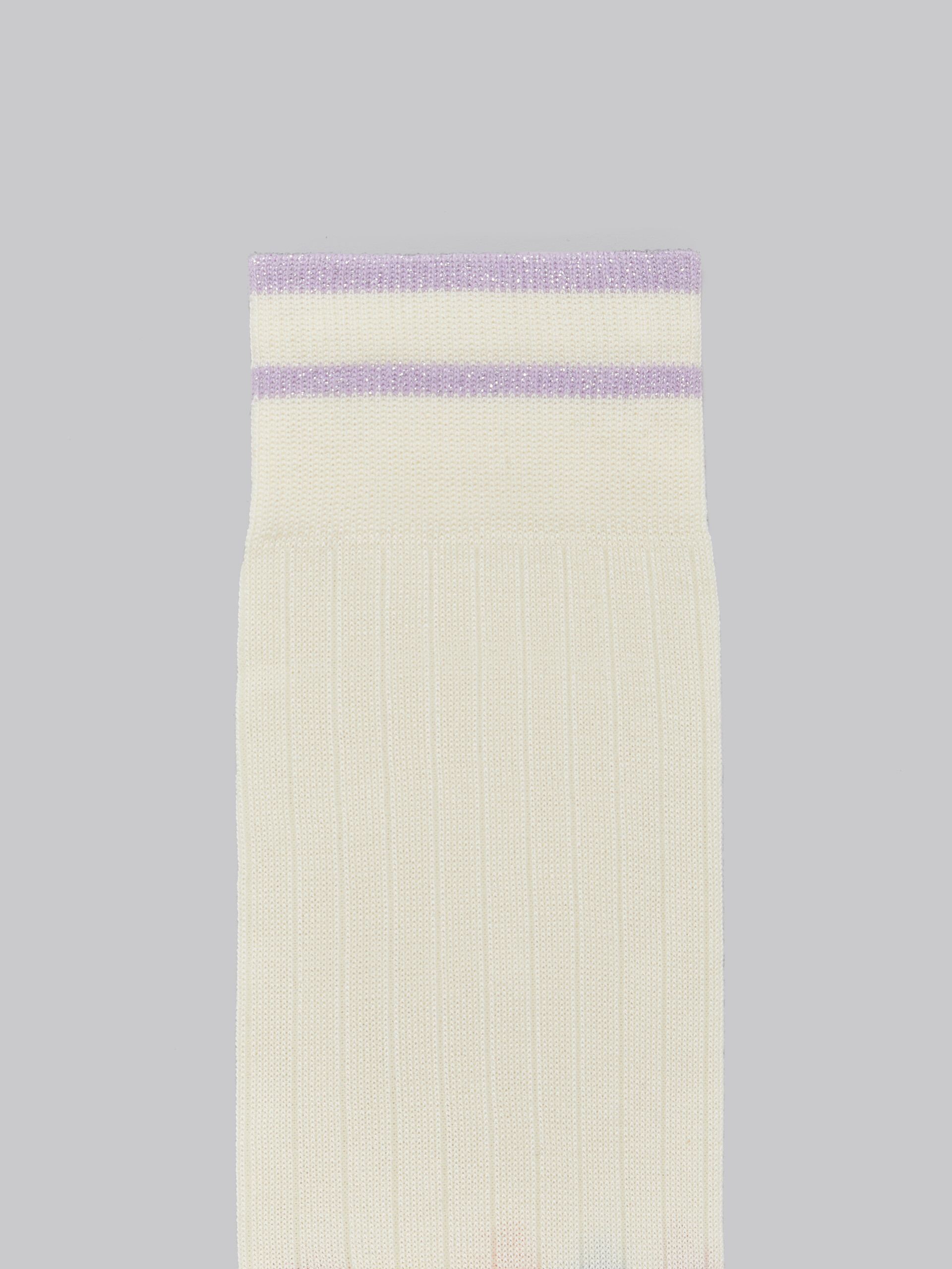 White cotton socks with Lurex logo - Socks - Image 3