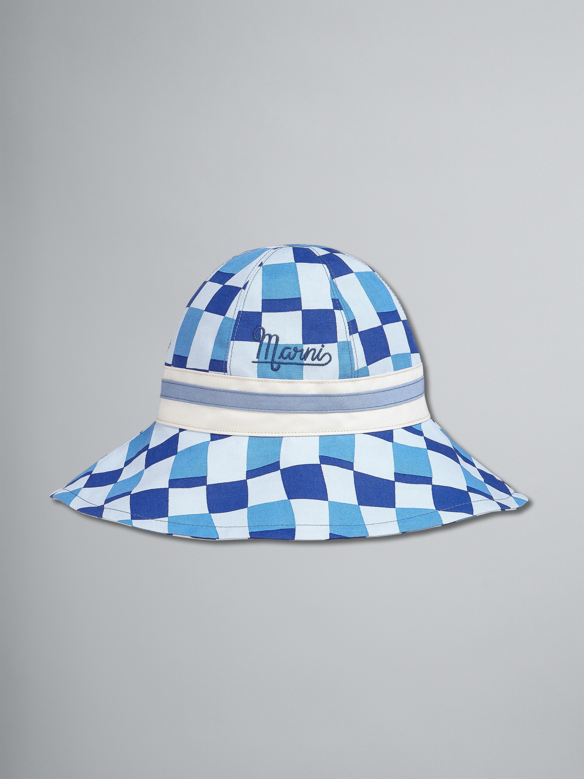 Cappello da pescatore in cotone stampa all-over blu | Marni
