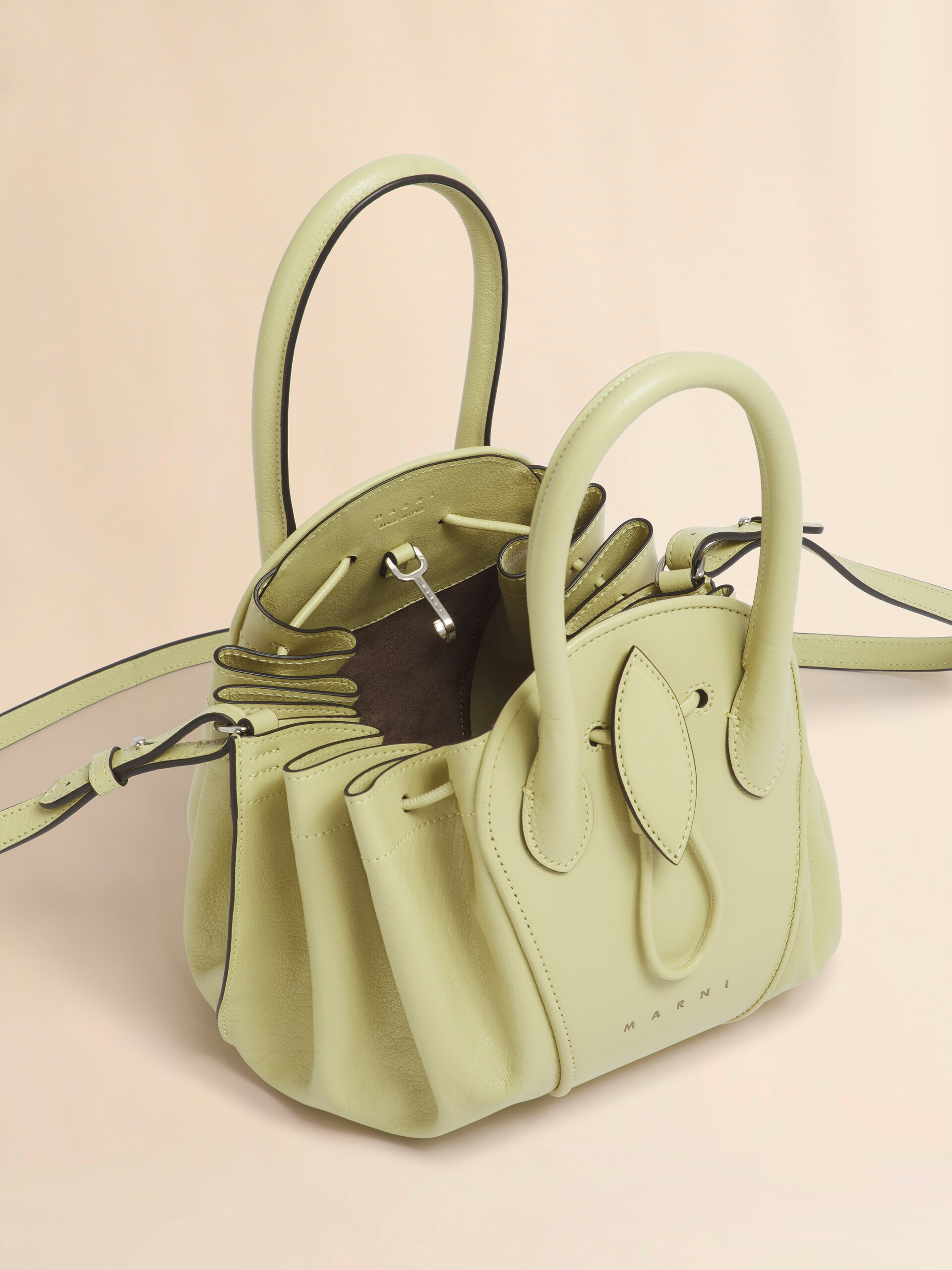 Black leather Tulipea small handbag - Shoulder Bags - Image 4