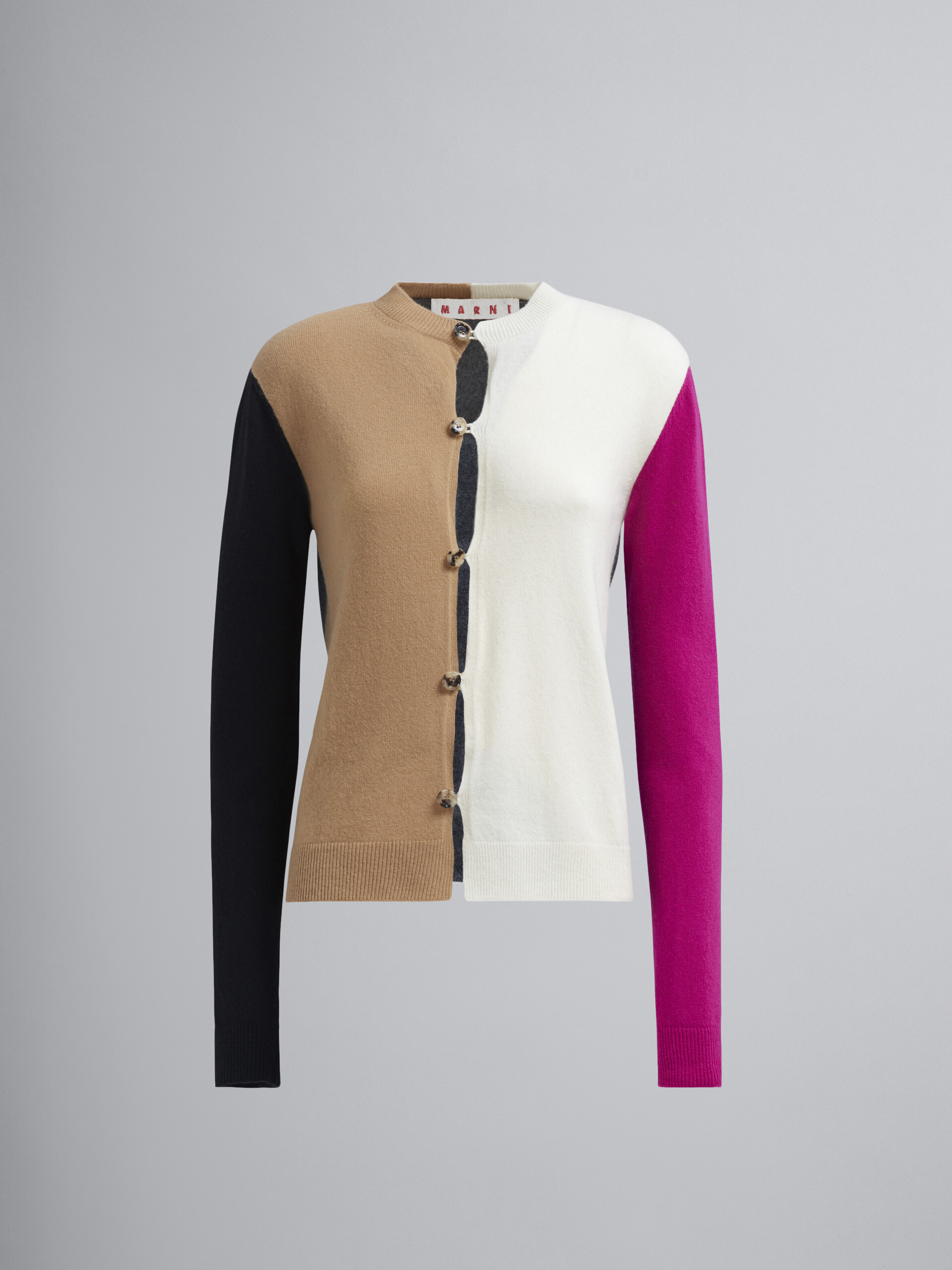 Colourblock wool and cashmere cardigan - Pullovers - Image 1