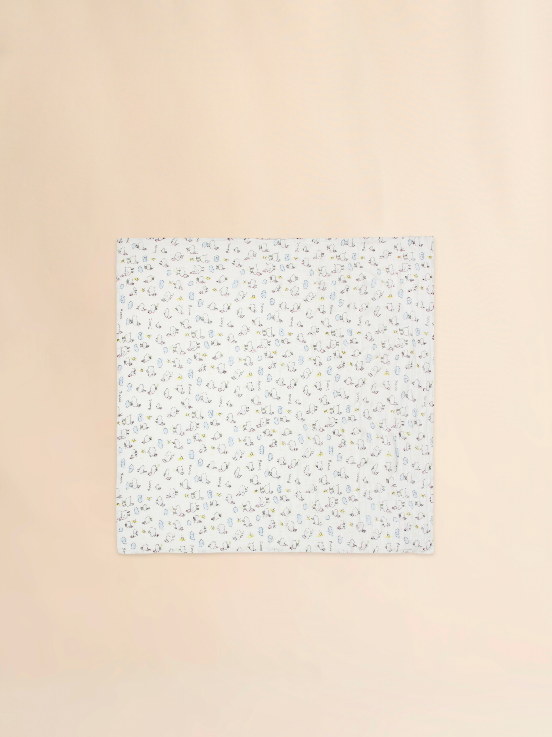 White cotton muslin set with hand-drawn prints - Other accessories - Image 3