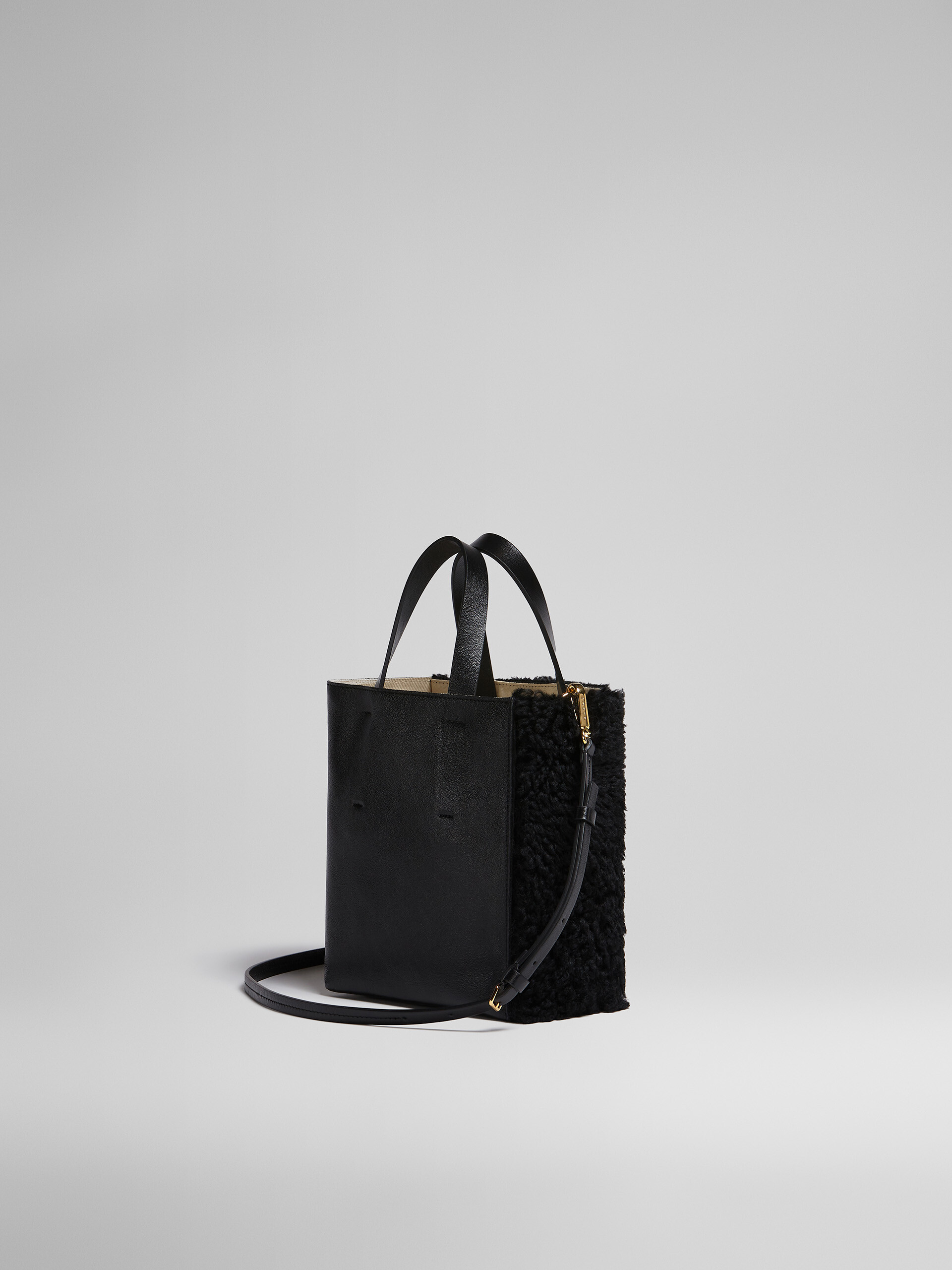 MUSEO SOFT mini bag in black shearling - Shopping Bags - Image 3