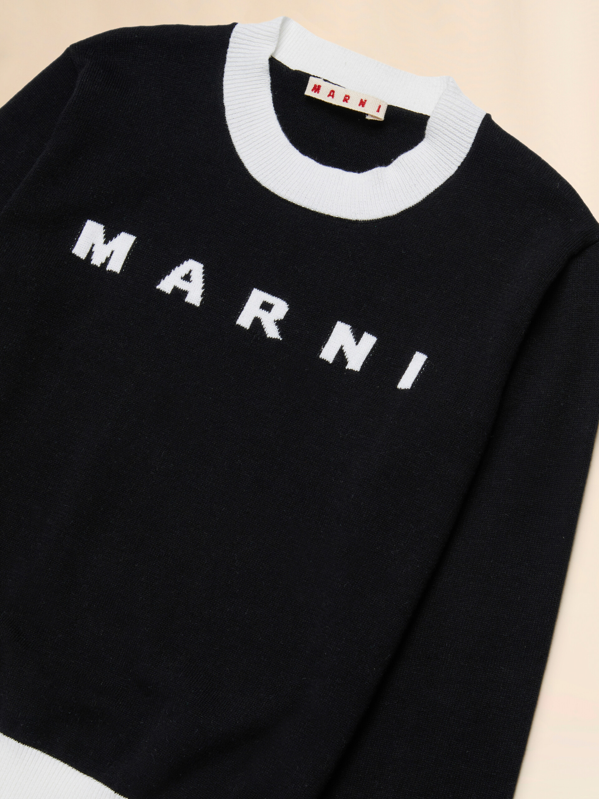 White cotton sweater with maxi Marni logo - Knitwear - Image 3