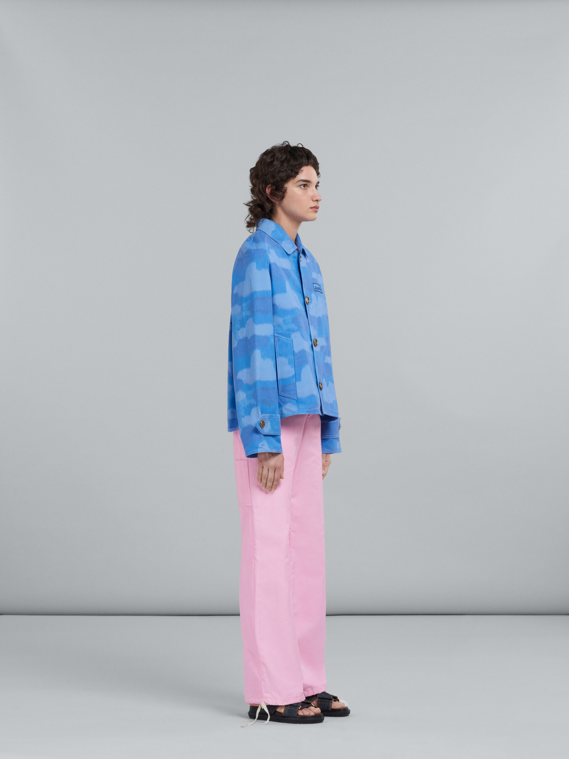 Canvas jacket with light blue Clouds motif | Marni