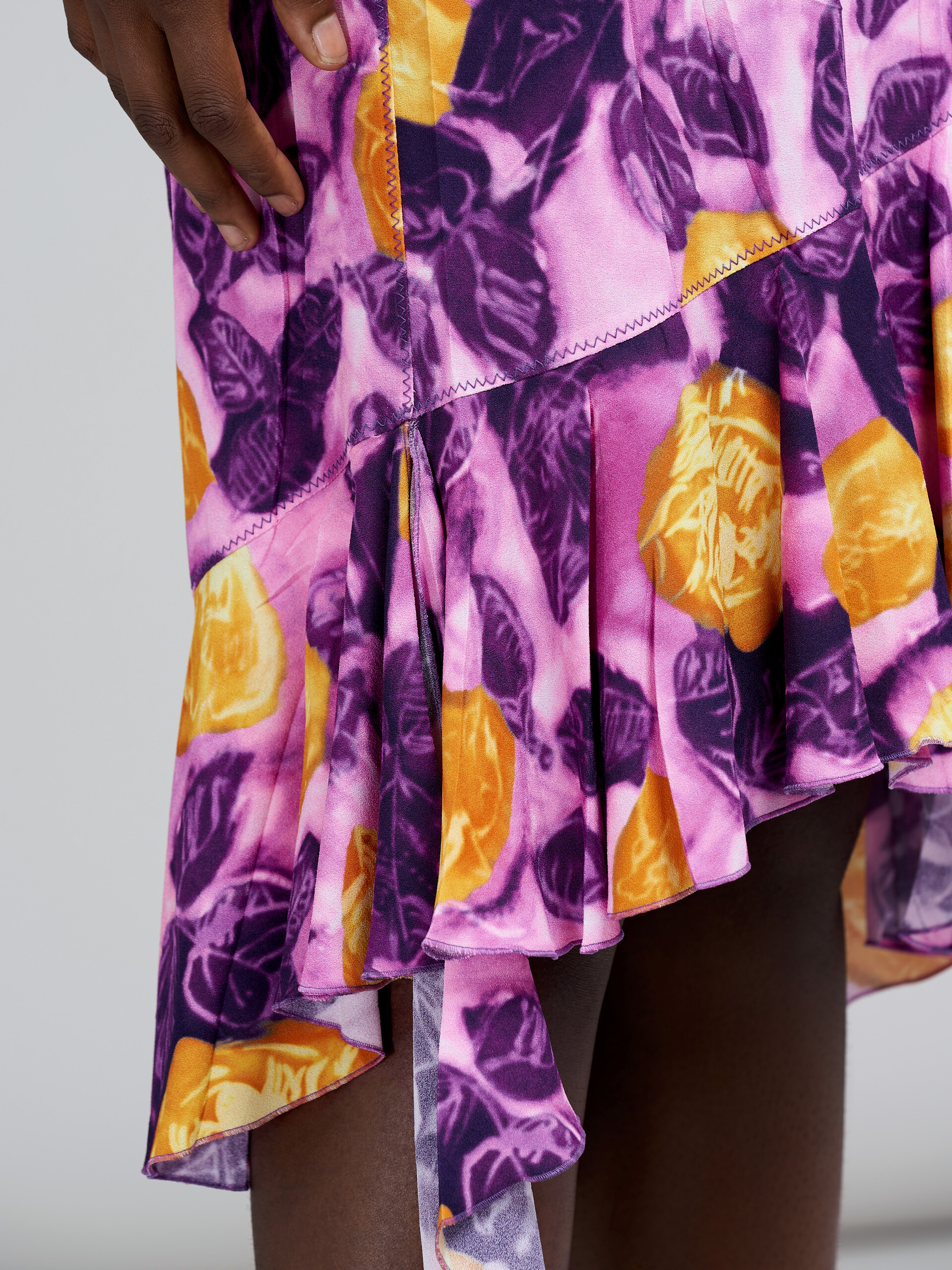Morning Blossom print viscose sablè skirt - Skirts - Image 4