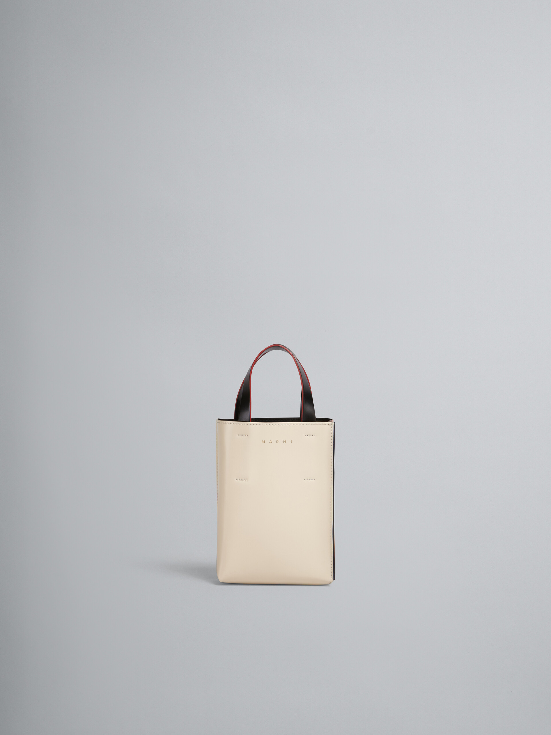 MUSEO nano bag in beige and pink shiny leather - Shopping Bags - Image 1