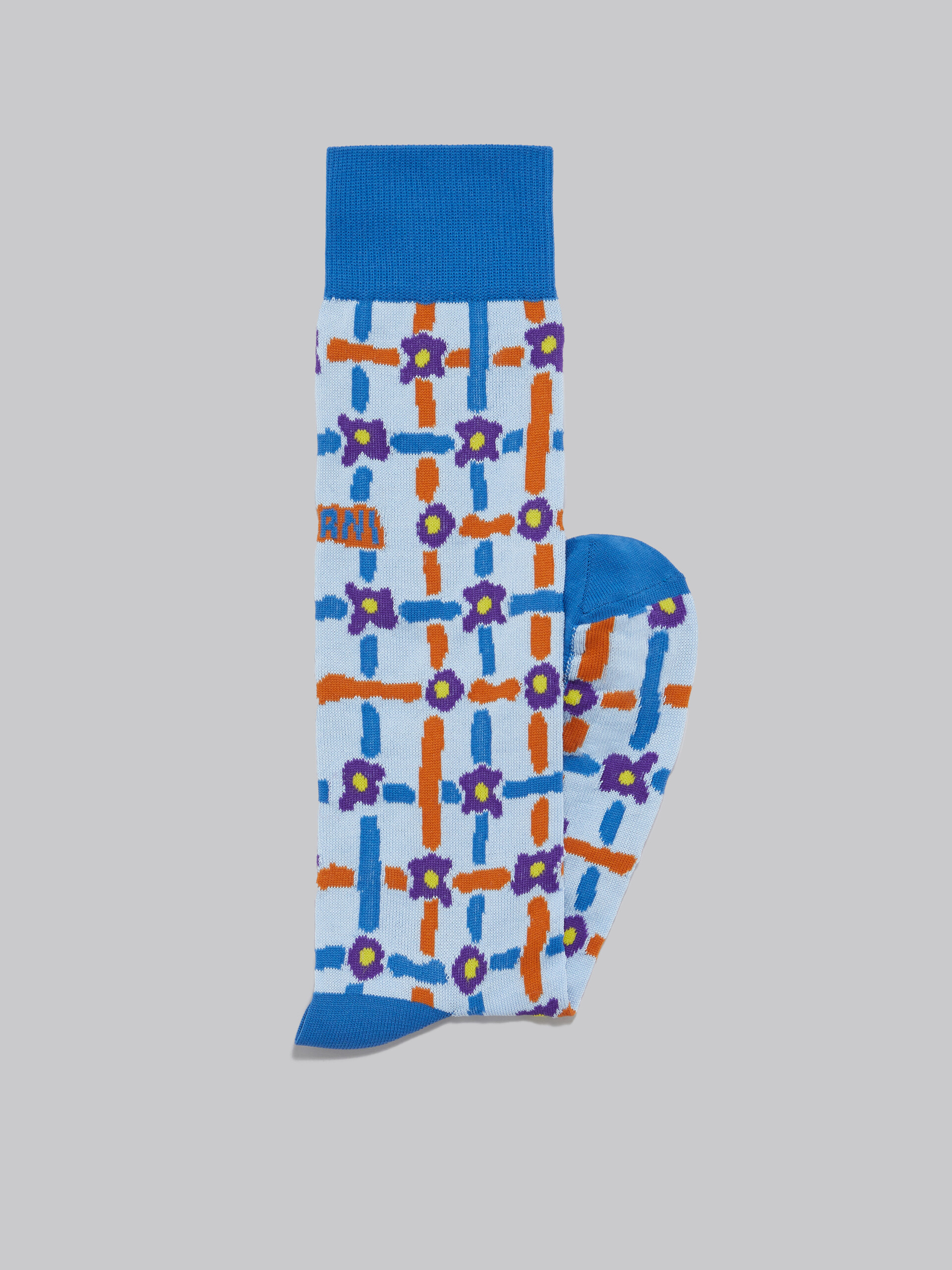 Calzini in cotone azzurro con motivo Saraband - Calze - Image 2