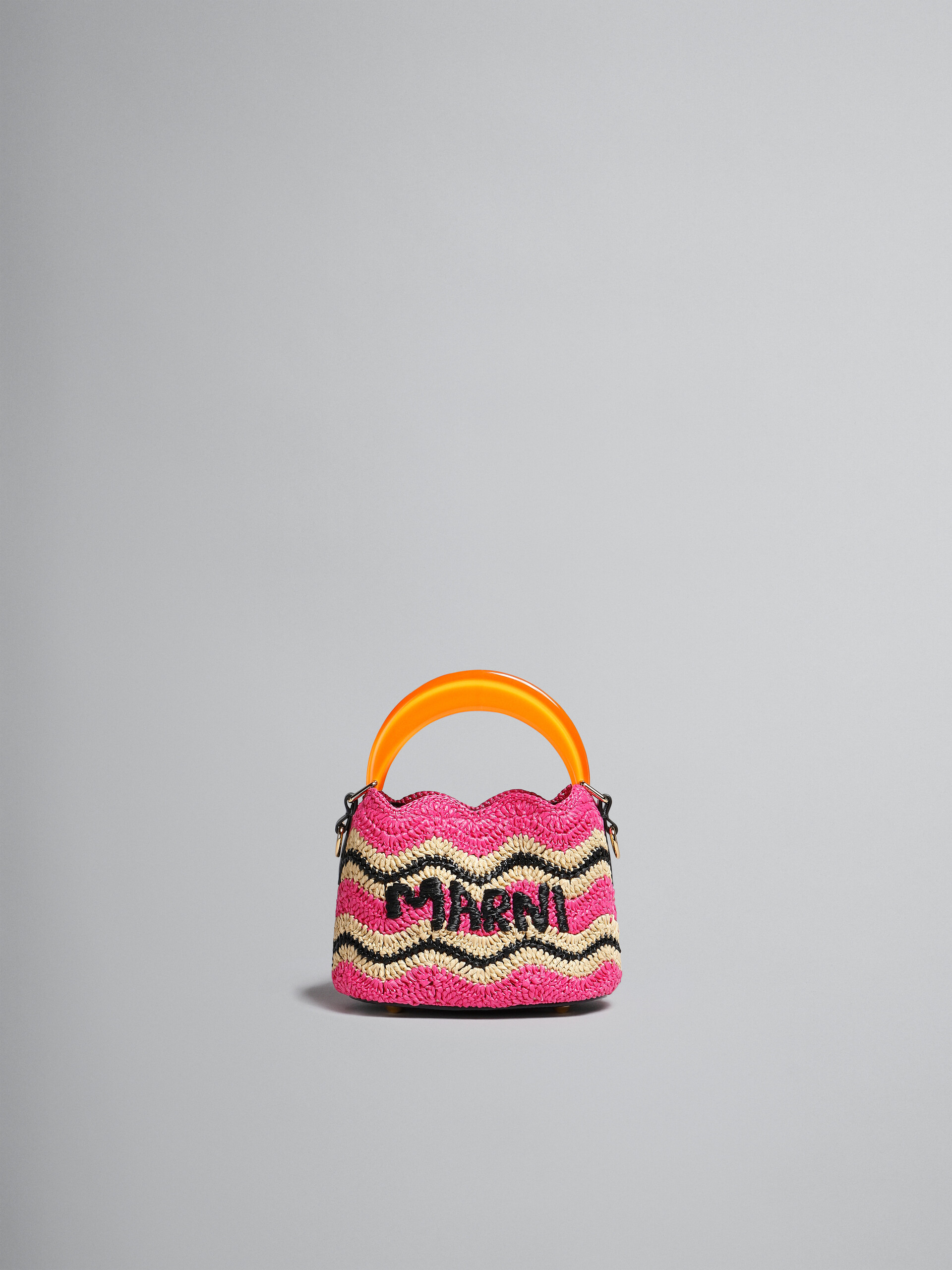 Marni x No Vacancy Inn - Venice Mini Bucket in fuchsia crochet raffia - Shoulder Bag - Image 1