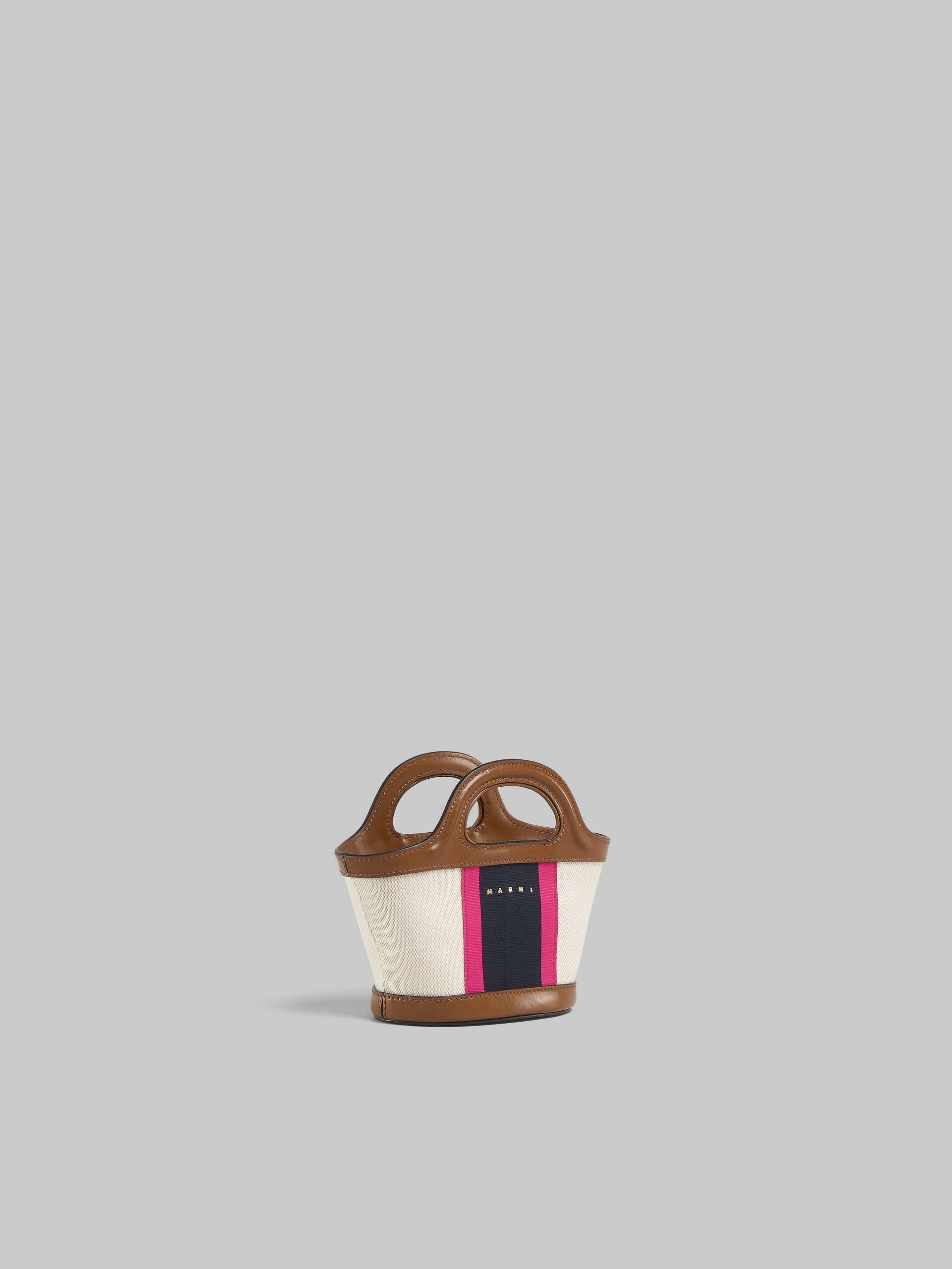 Tropicalia Micro Bag in Brown leather and striped canvas - Handbag - Image 6