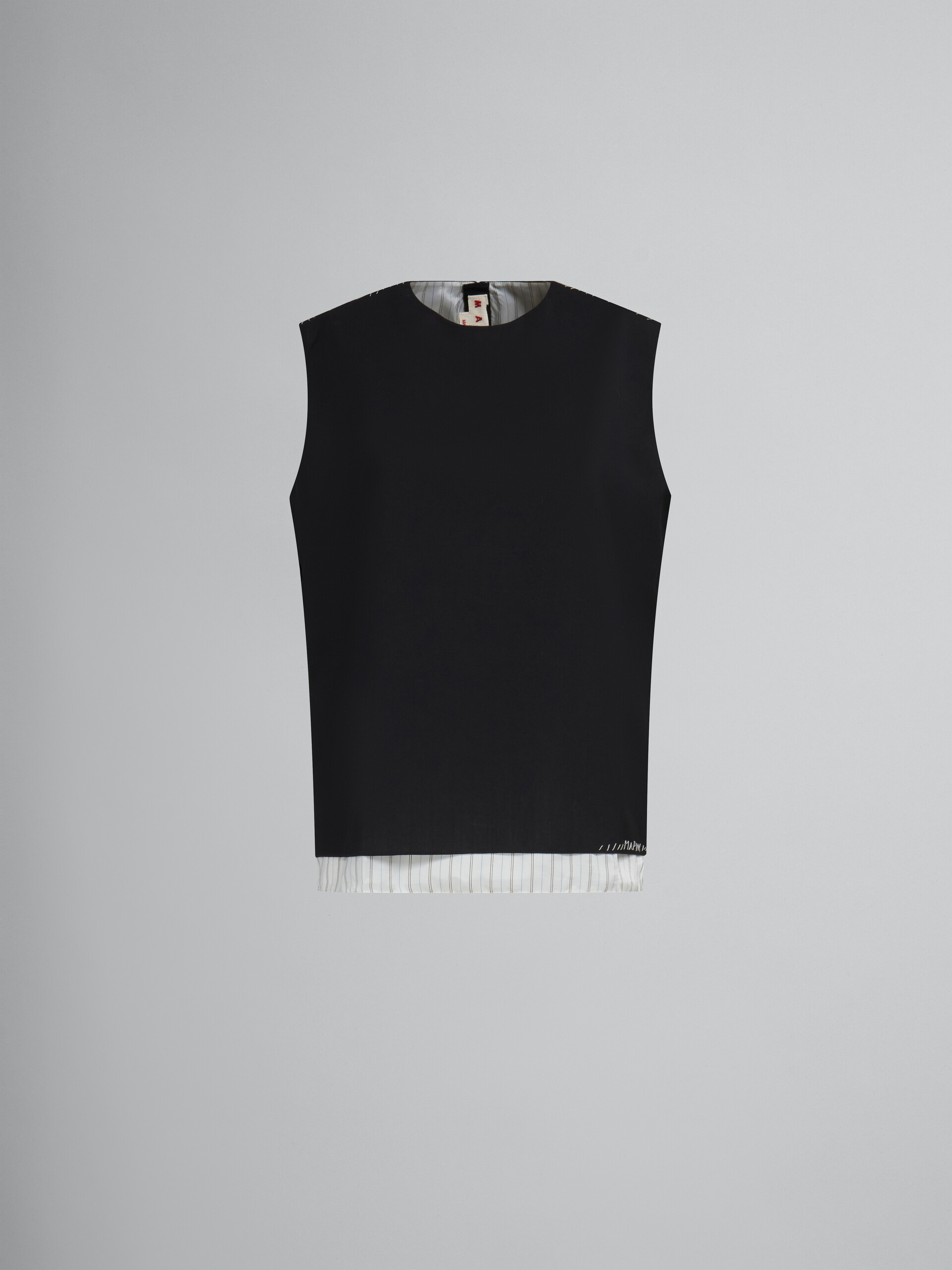 Haut sans manches en laine tropicale noire avec effet raccommodé Marni - Chemises - Image 1