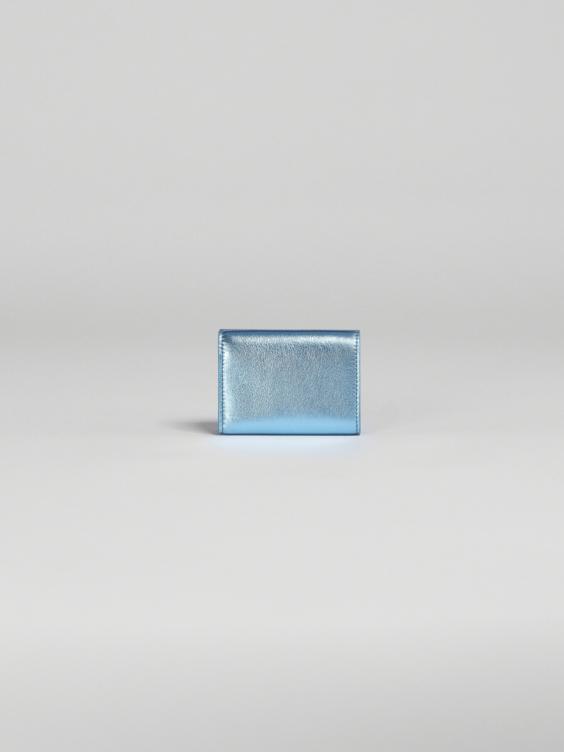 Pale blue metallic leather tri-fold wallet - Wallets - Image 3