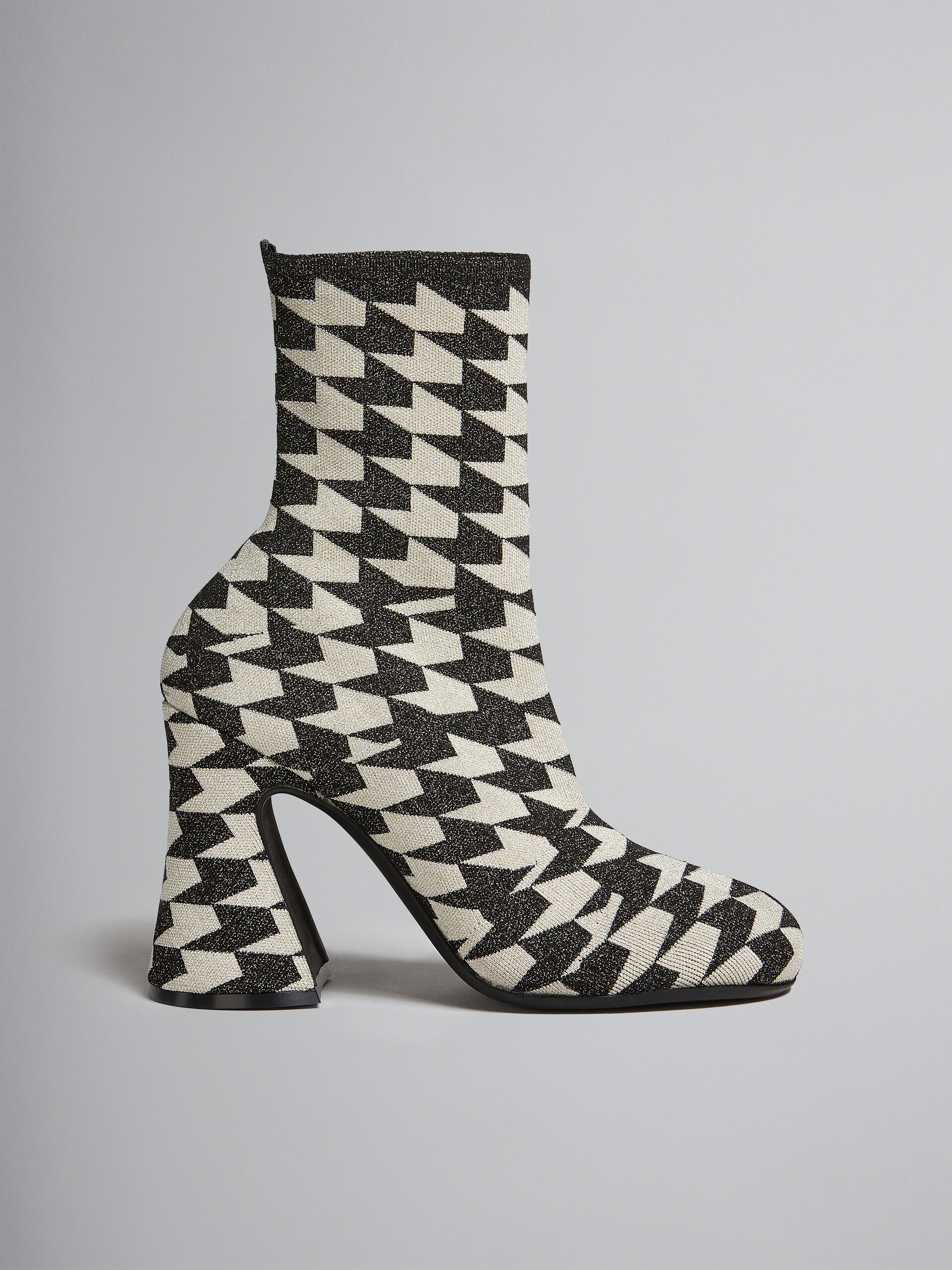 Black and white jacquard lurex ankle boot - Boots - Image 1