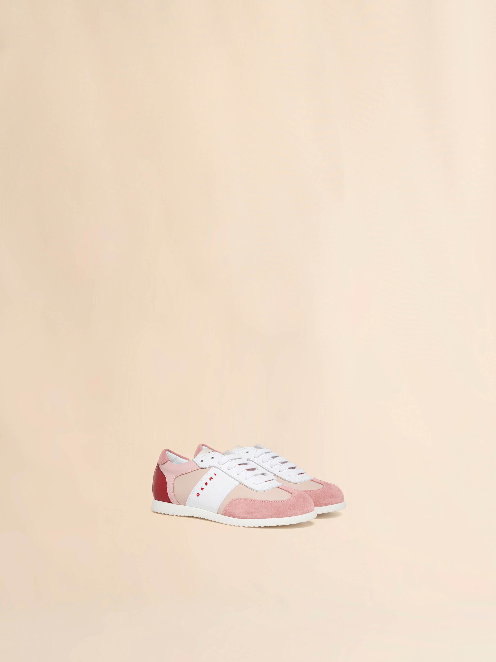 Pink leather sneaker with colour-block overlays - Sneakers - Image 2
