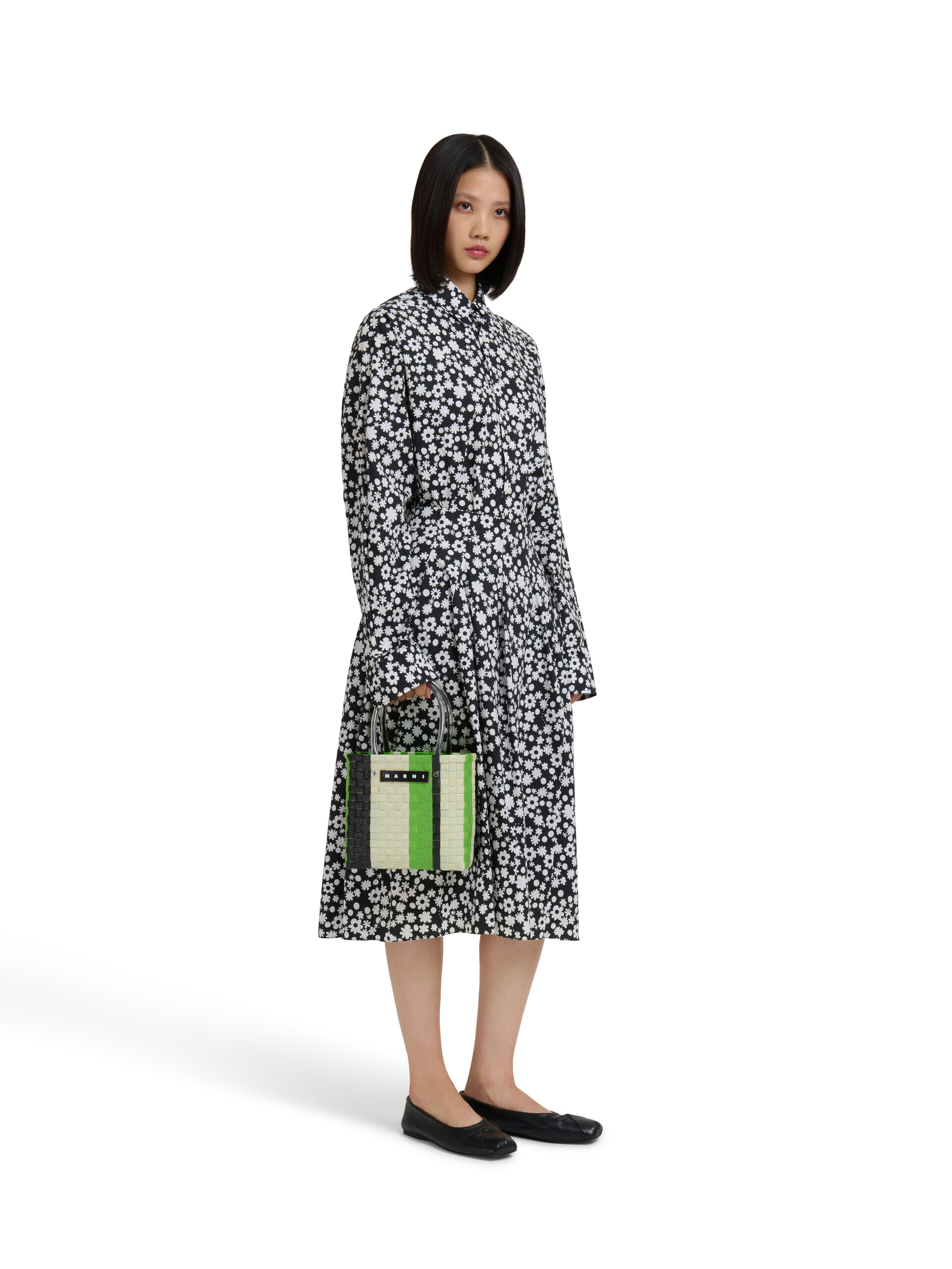 イリスブルー MARNI MARKET MINI STRIPE BASKET - ショッピングバッグ - Image 2