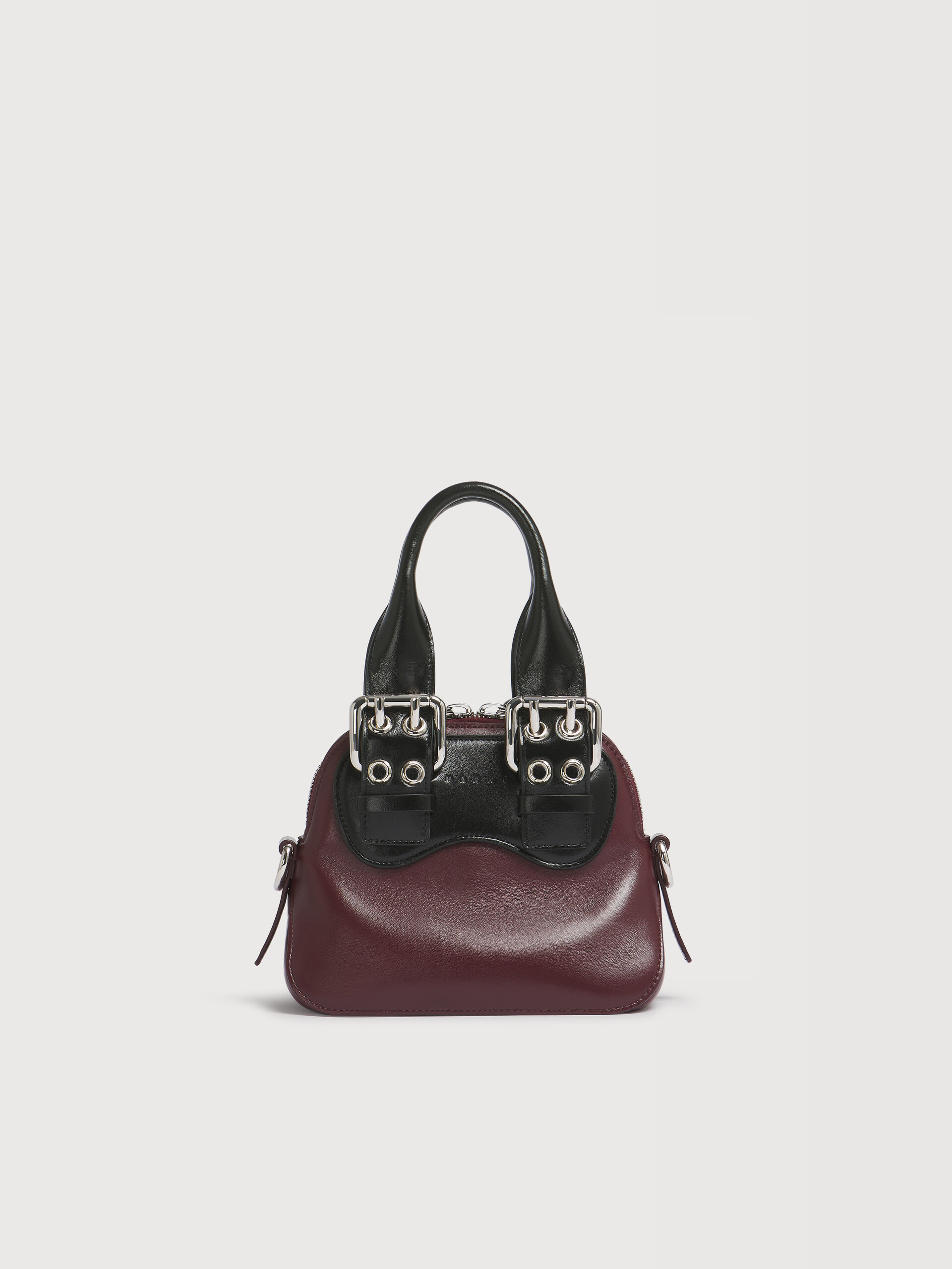 Burgundy and black leather mini Belte Bag - Handbags - Image 1