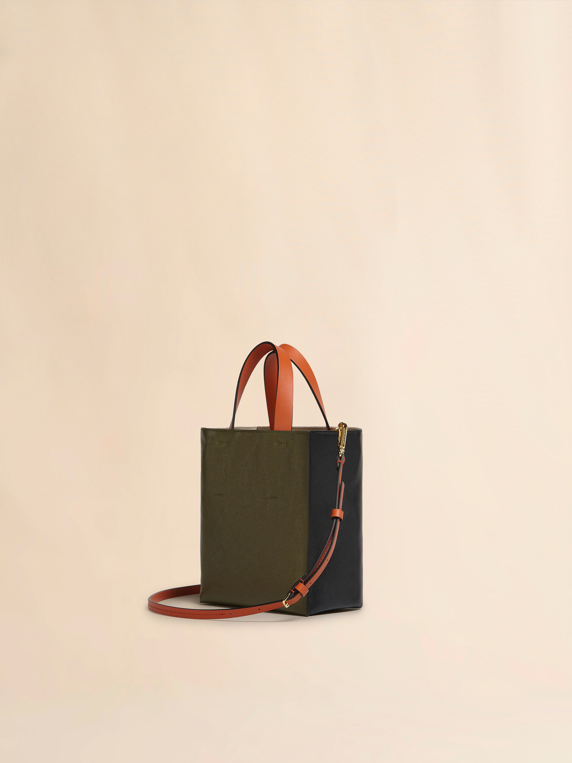 Museo Soft Mini Bag in grey black and red leather - Shopping Bags - Image 2