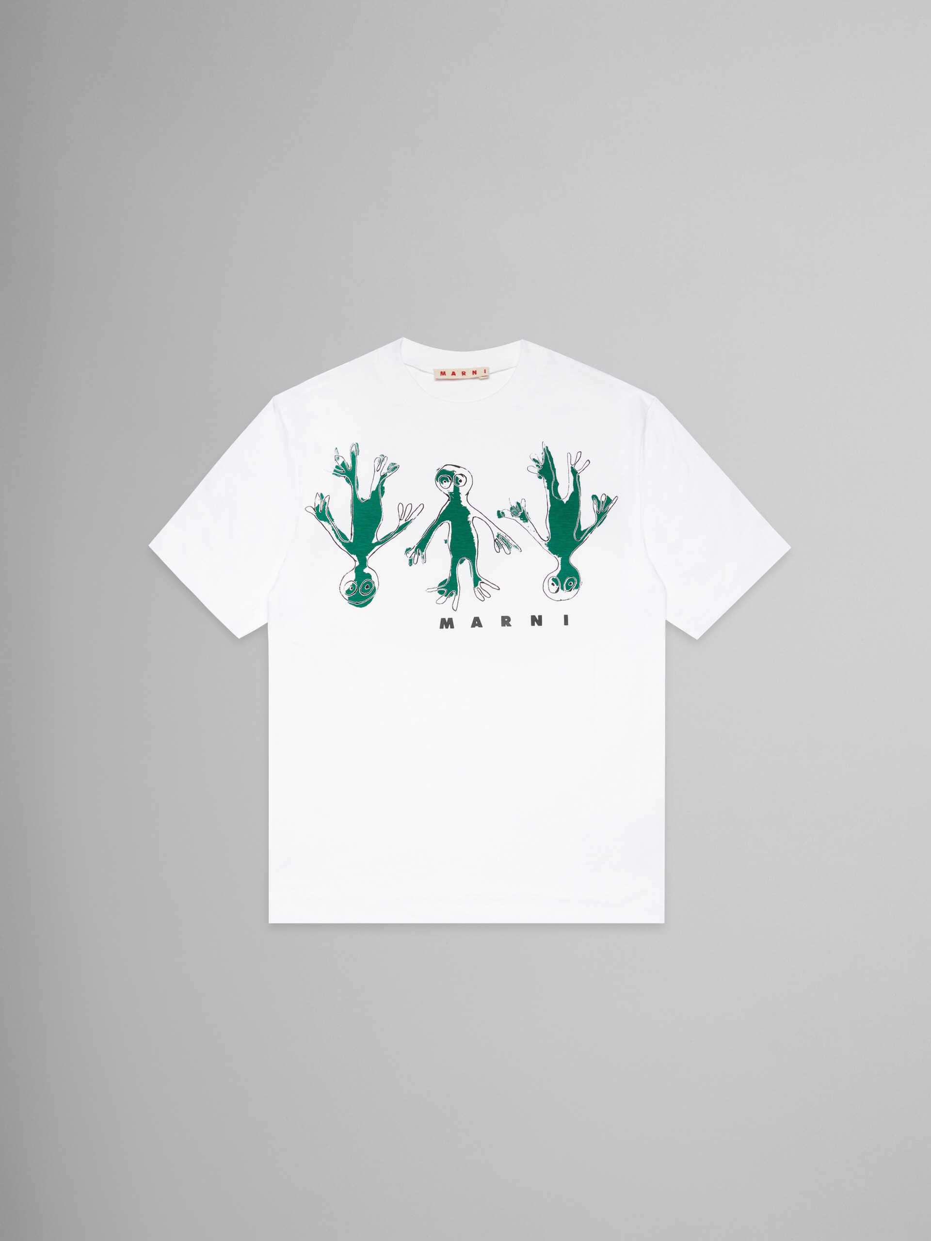 ホワイト Frogプリント Tシャツ - Tシャツ - Image 1