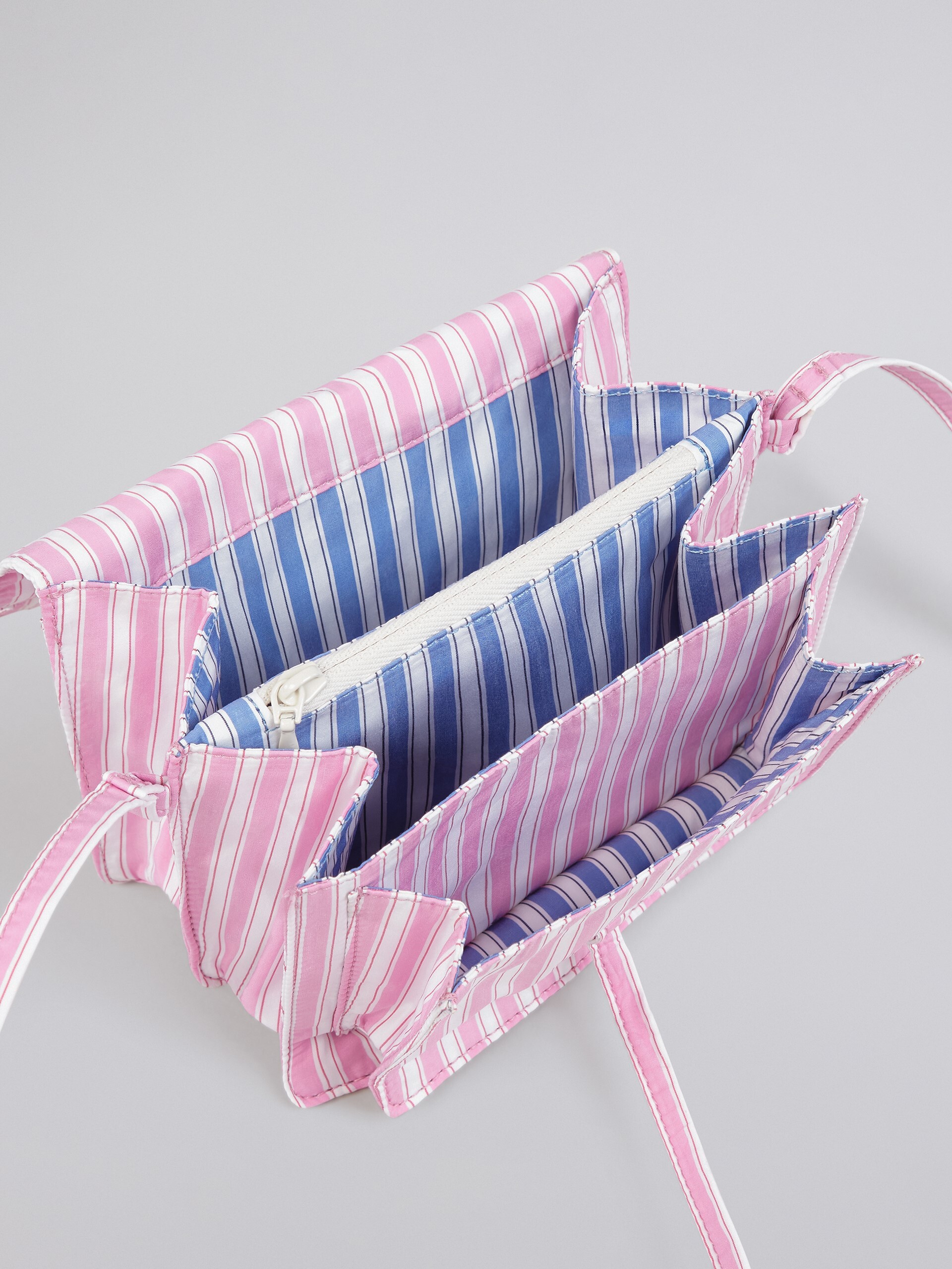 TRUNK SOFT mini bag in pink and white striped poplin - Shoulder Bags - Image 4