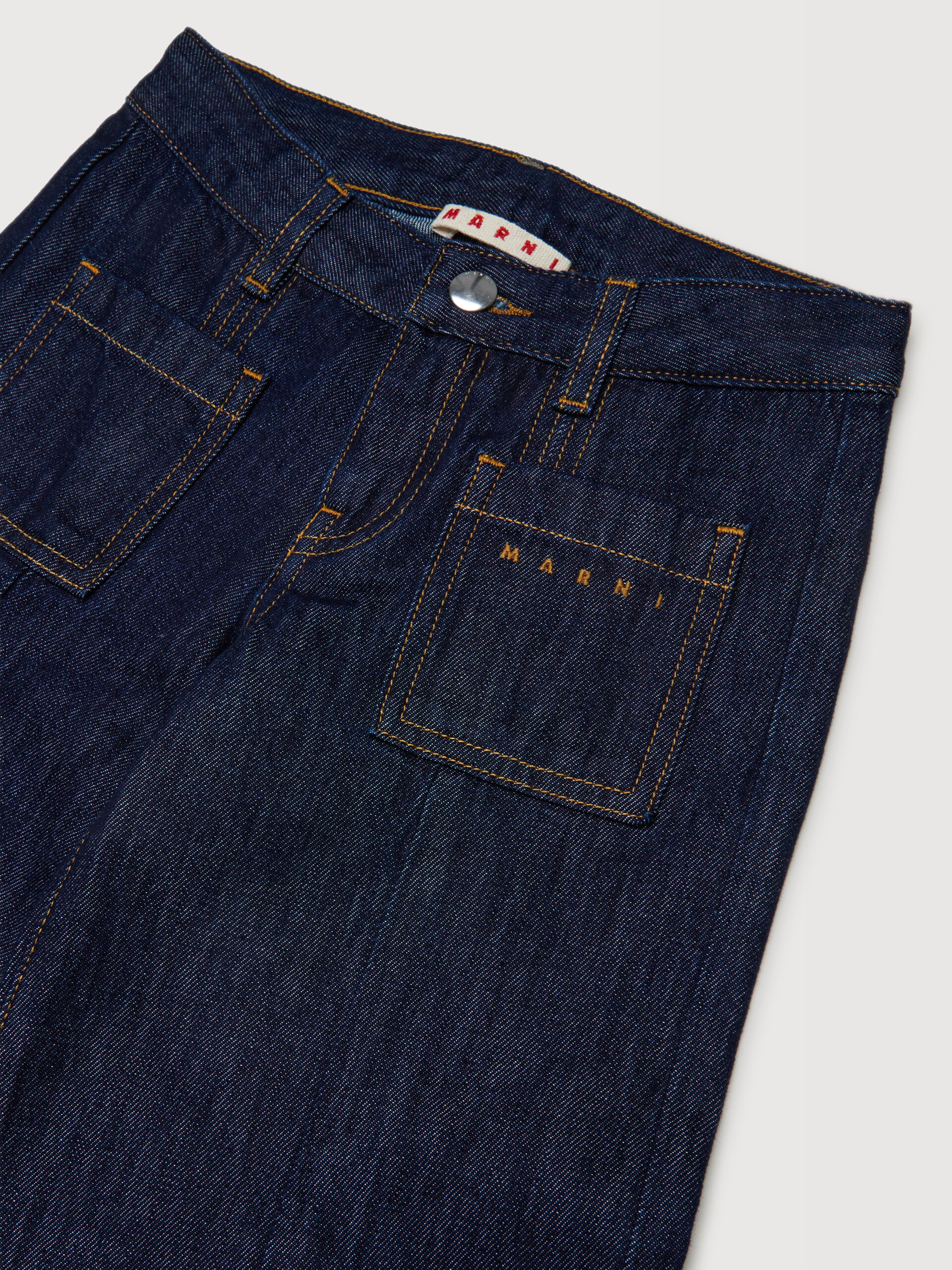 Pantal&oacute;n vaquero de denim de algod&oacute;n azul oscuro con bolsillos de parche - Pantalones - Image 3