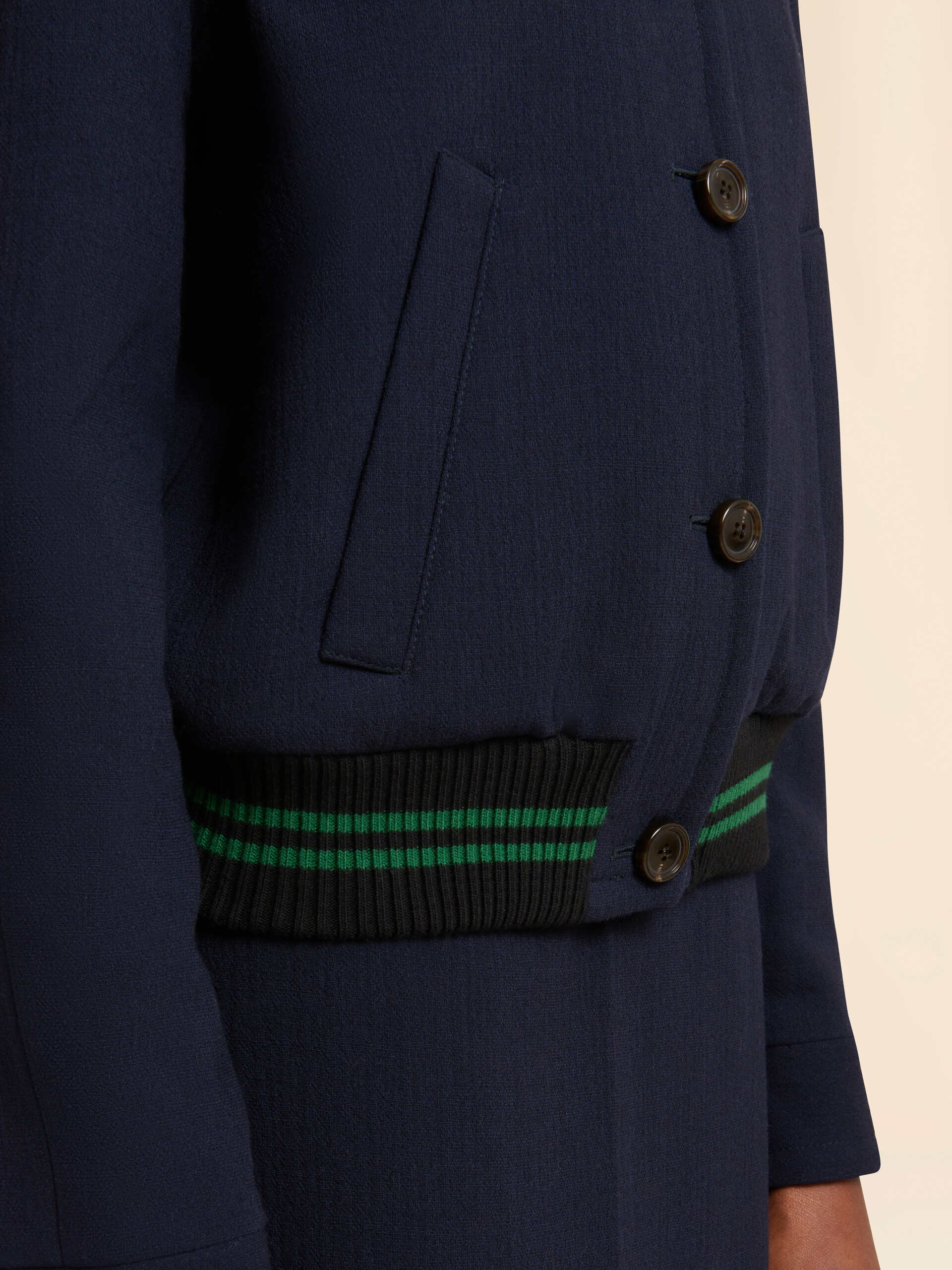 Deep blue wool crêpe bomber jacket - Jackets - Image 5