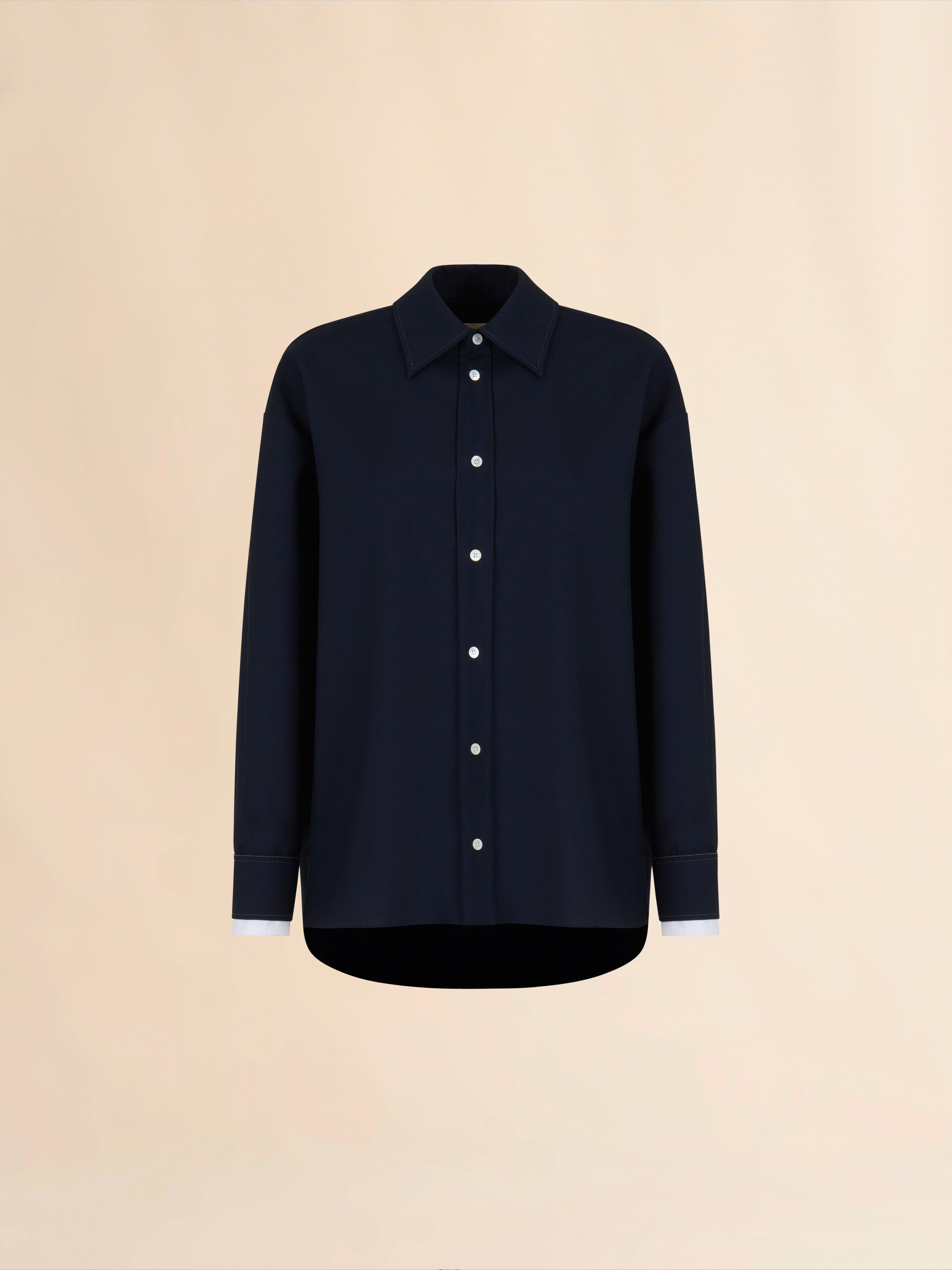 Black tropical wool shirt with double cuffs - Shirts - Image 1